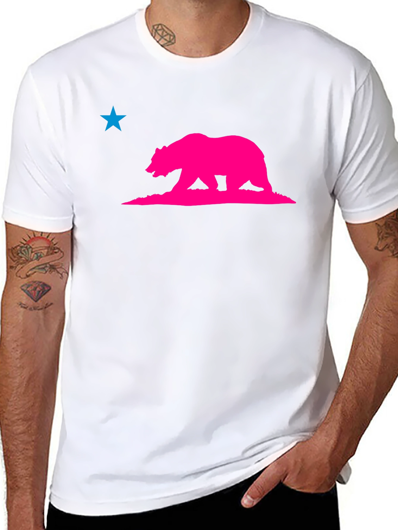 California Bear Star Graphic Tee - Modern Style