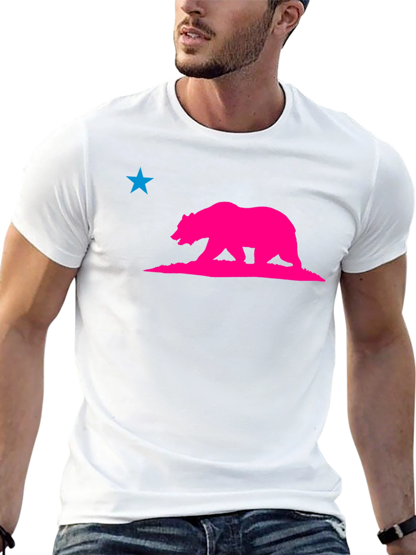 California Bear Star Graphic Tee - Modern Style