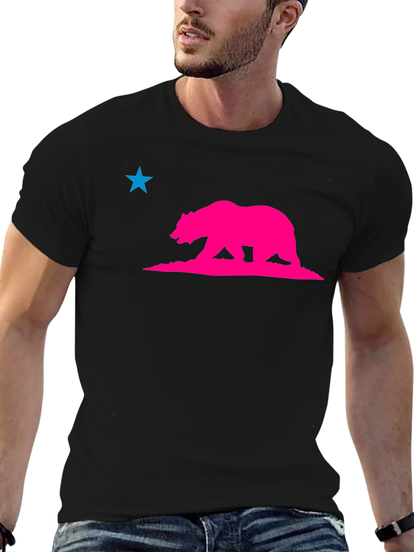 California Bear Star Graphic Tee - Modern Style