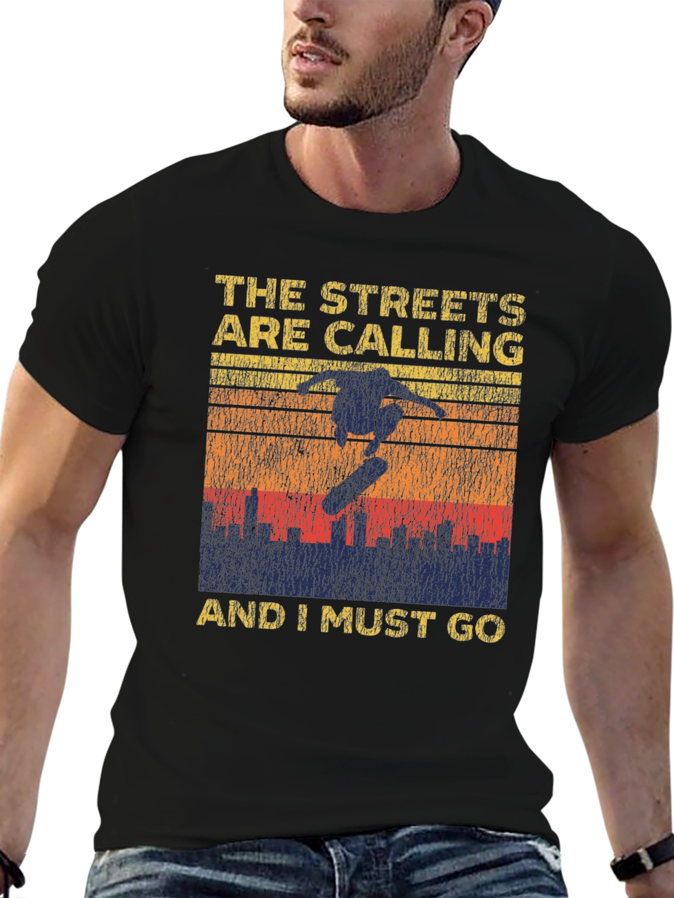 Skateboarding Graphic T-Shirt - The Streets Are Calling