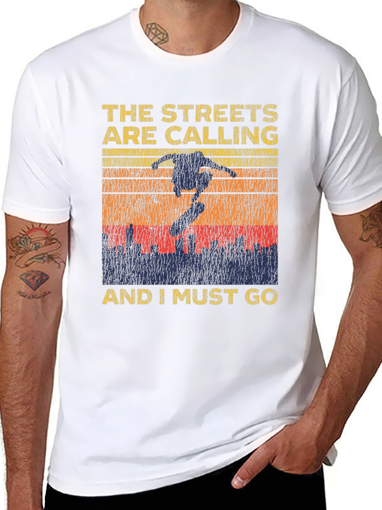 Skateboarding Graphic T-Shirt - The Streets Are Calling