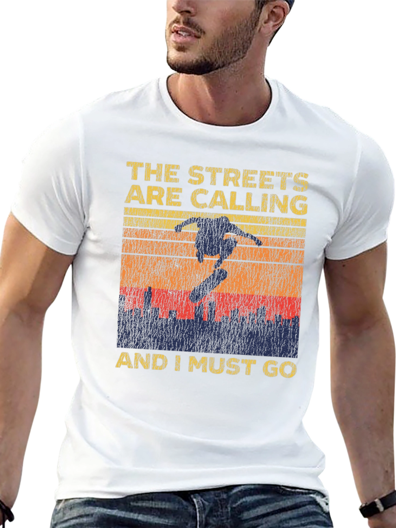 Skateboarding Graphic T-Shirt - The Streets Are Calling