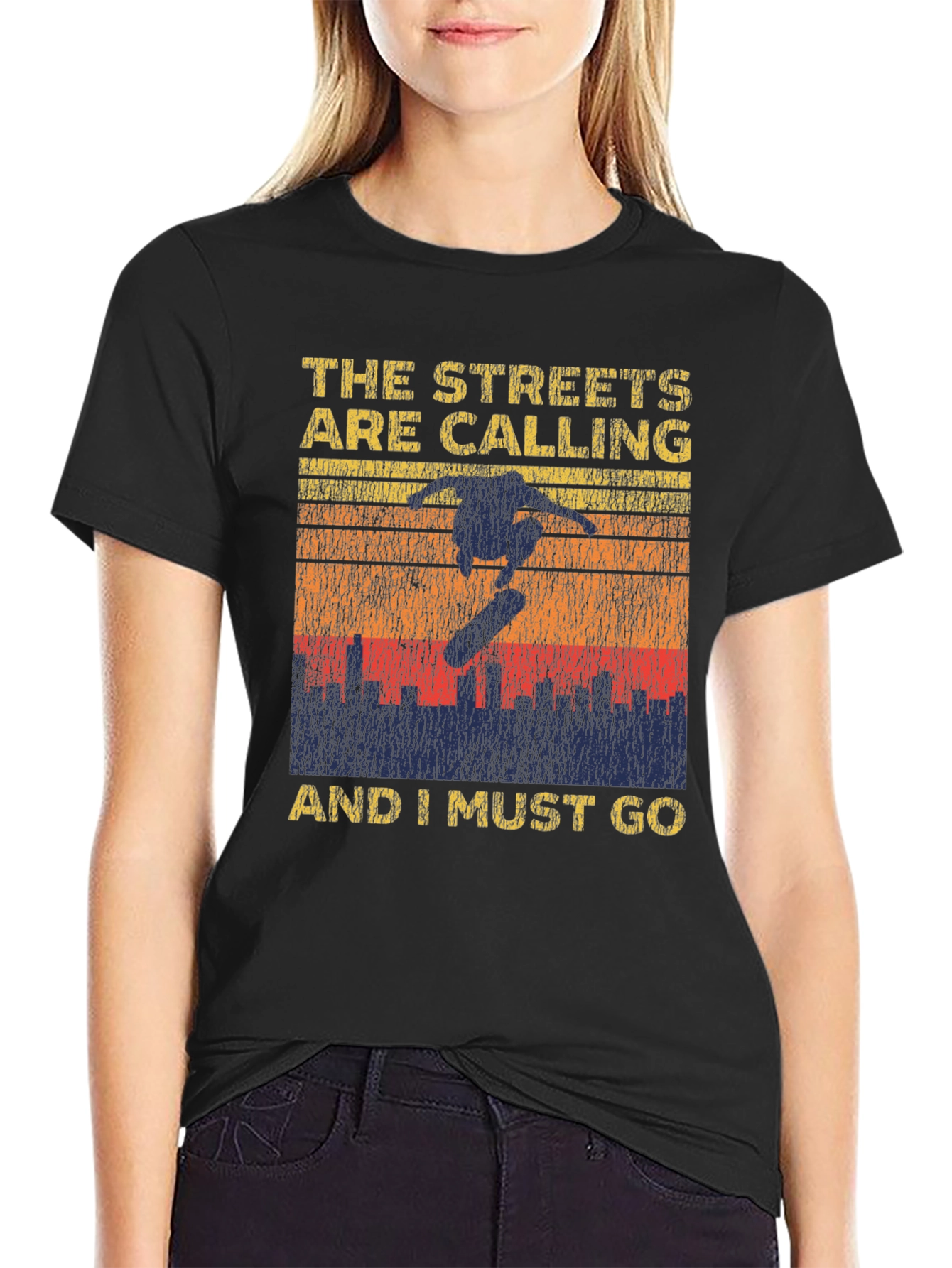 Skateboarding Graphic T-Shirt - The Streets Are Calling