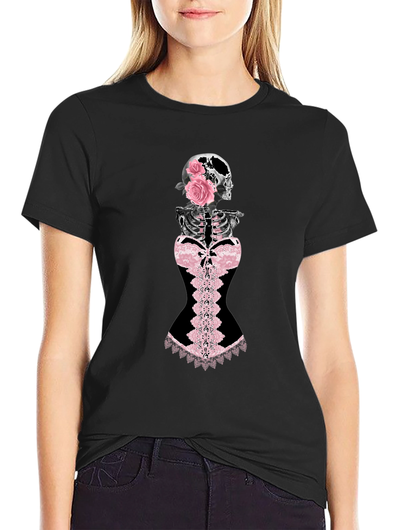 Skull & Roses Corset Graphic Tee