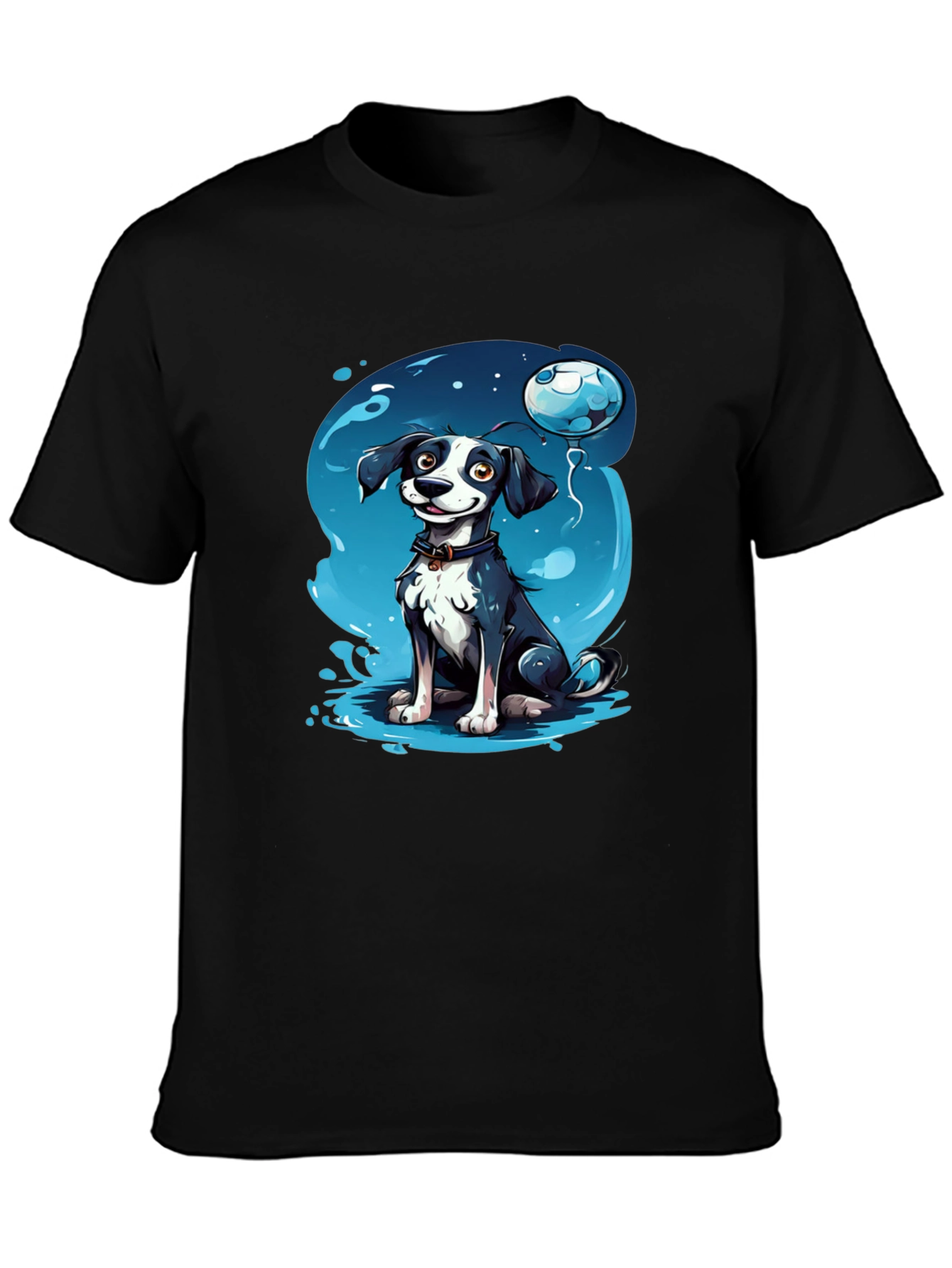 Cartoon Dog Graphic Tee - Black T-Shirt