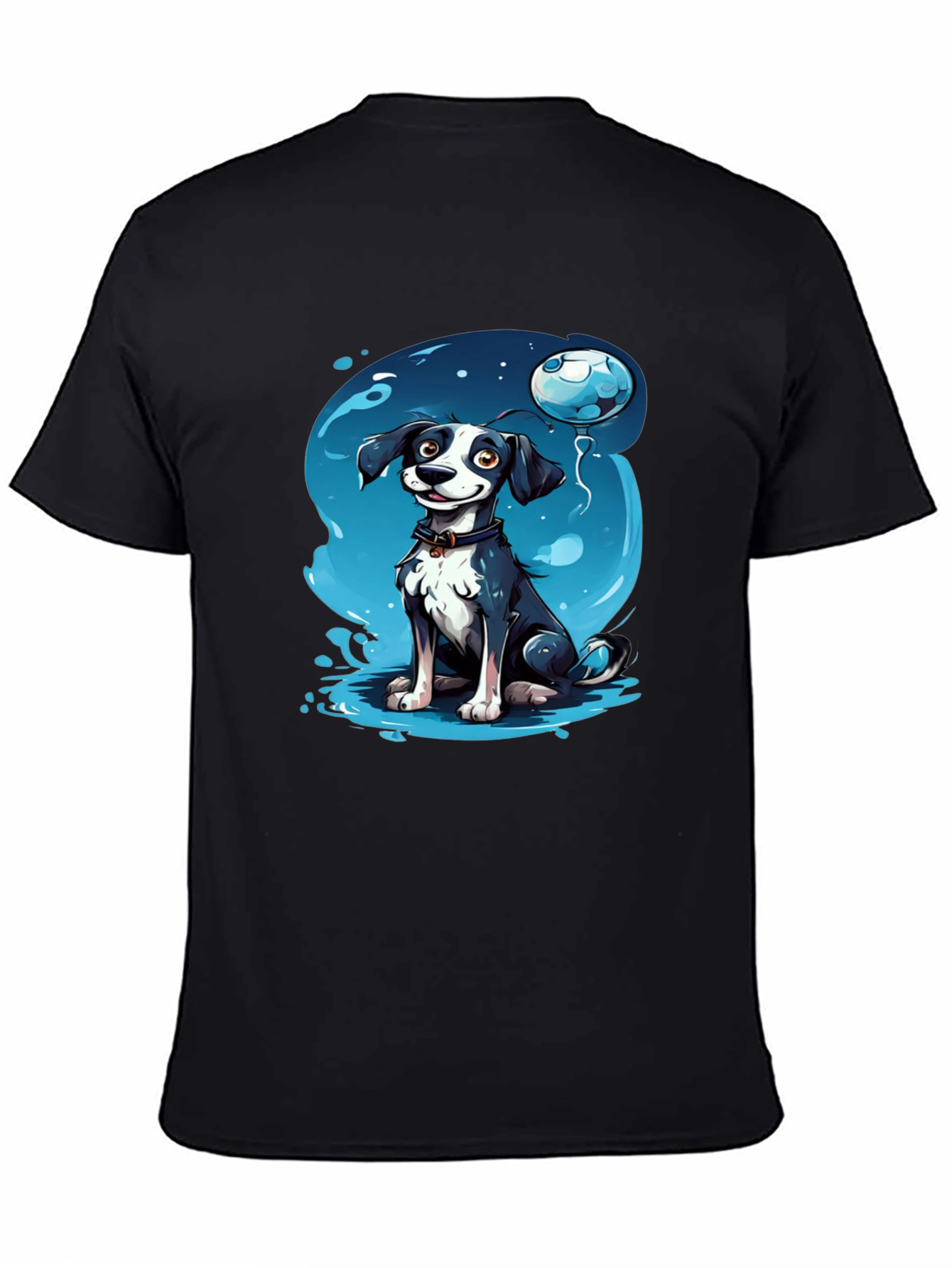 Cartoon Dog Graphic Tee - Black T-Shirt