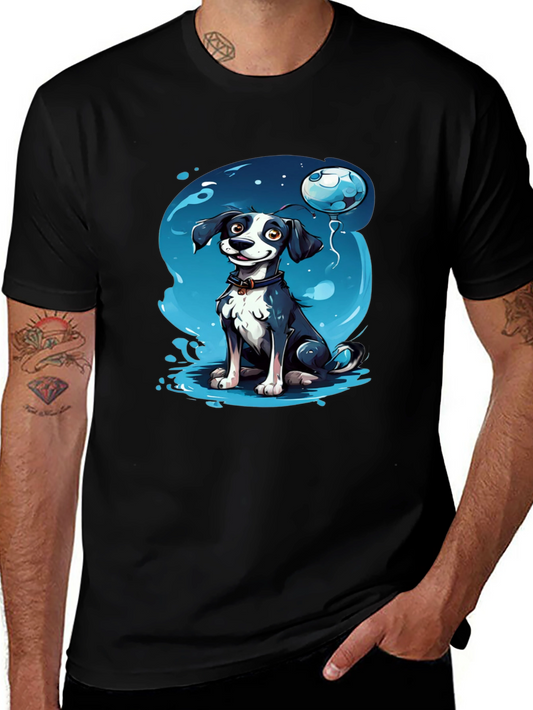 Cartoon Dog Graphic Tee - Black T-Shirt