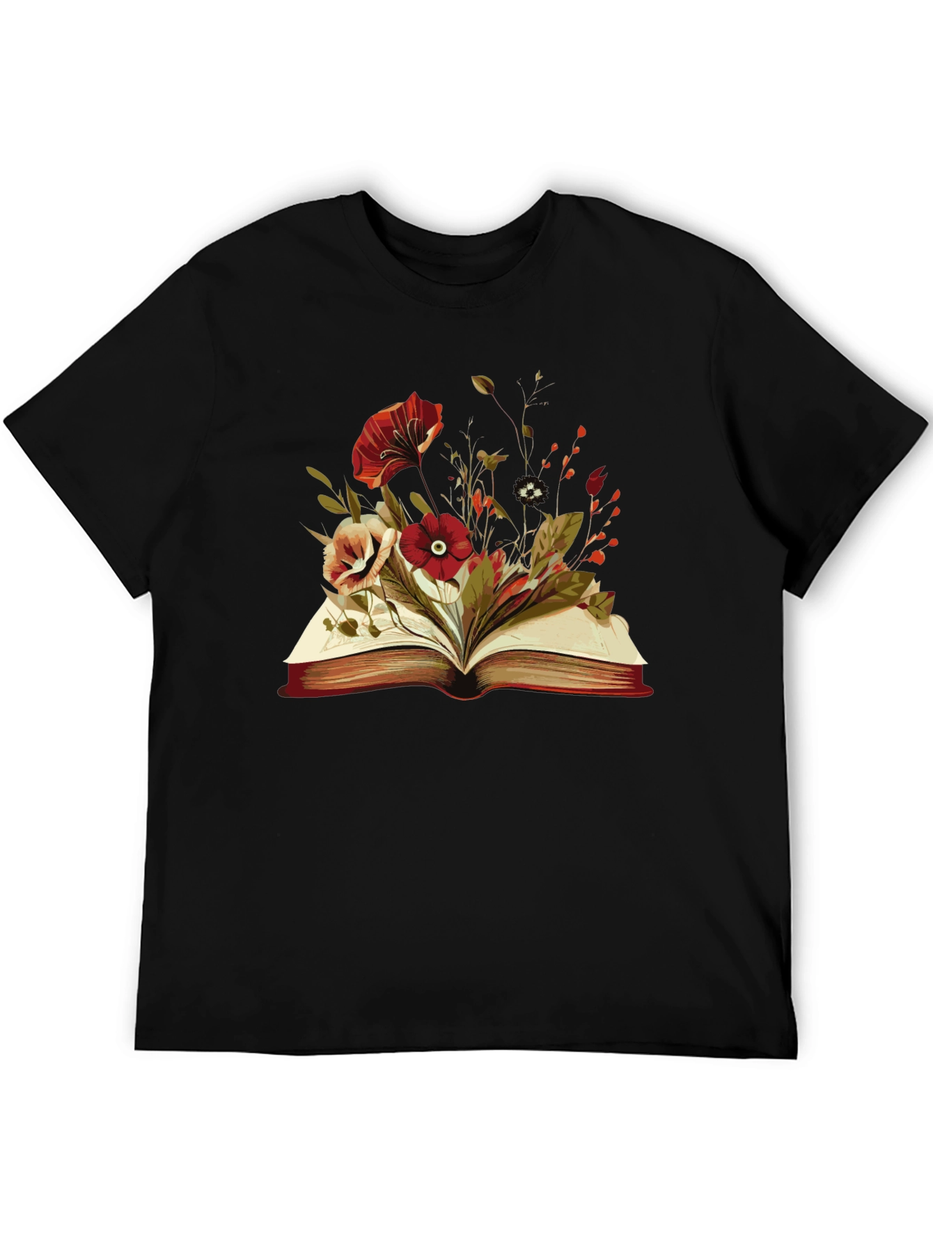 Floral Book T-Shirt - Literary Style