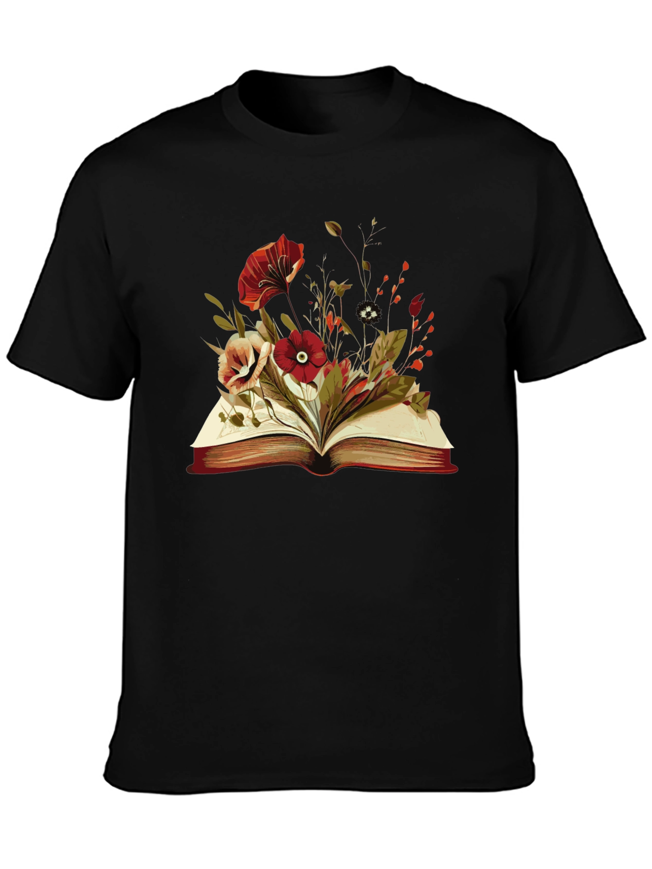 Floral Book T-Shirt - Literary Style
