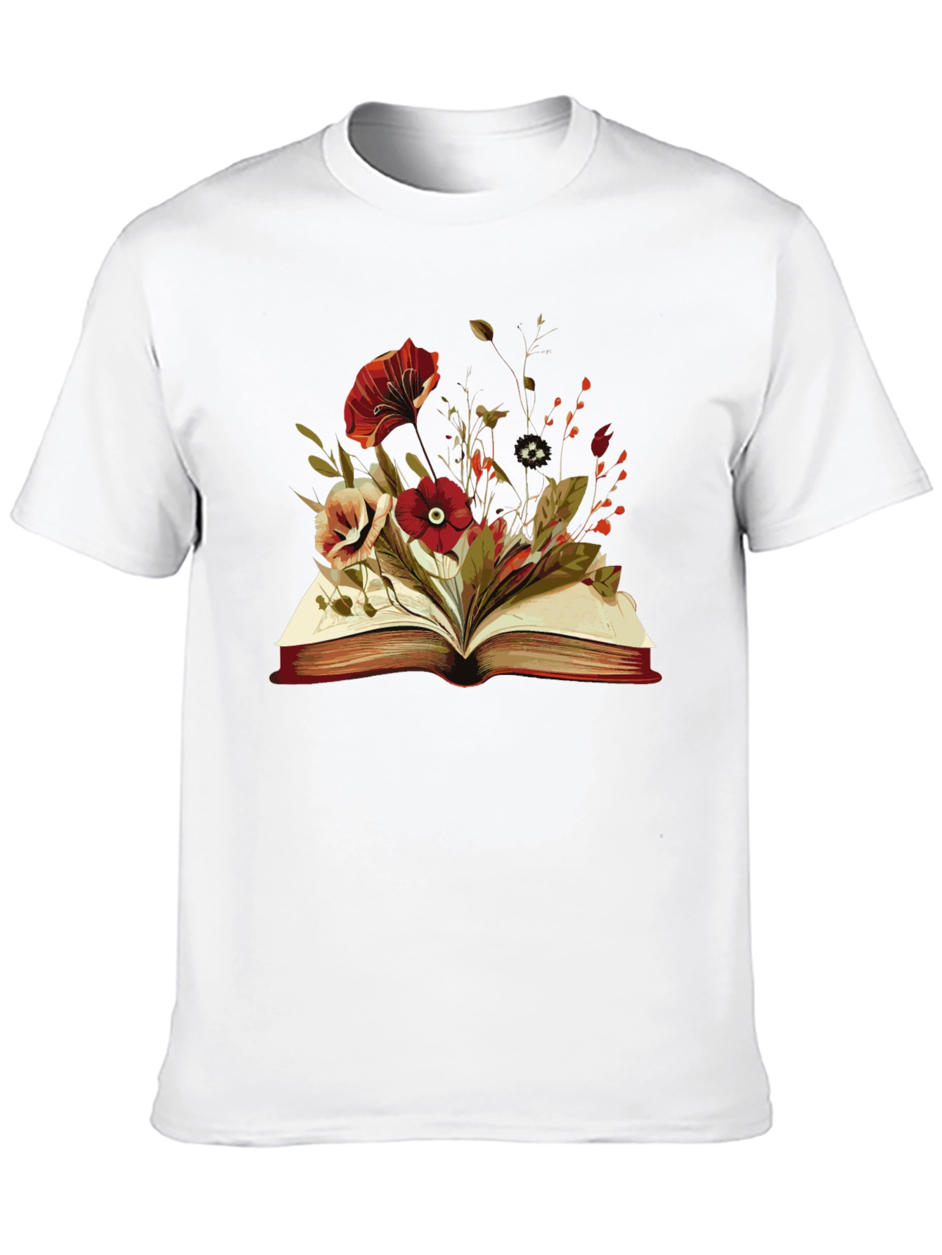 Floral Book T-Shirt - Literary Style