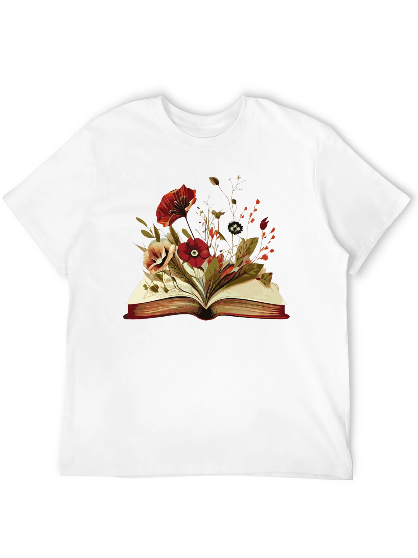 Floral Book T-Shirt - Literary Style