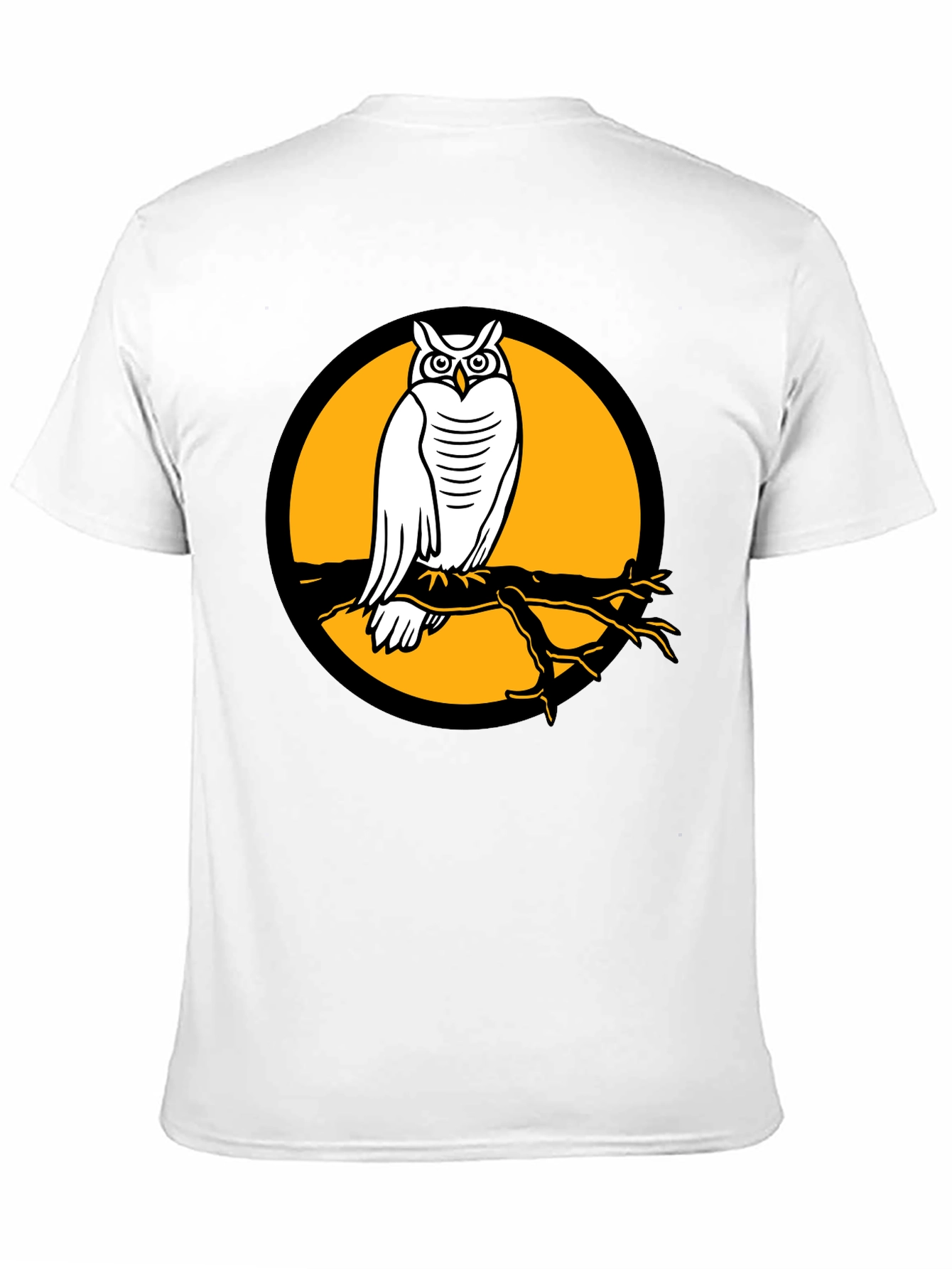 Owl on Branch Graphic Tee - Black Cotton Shirt