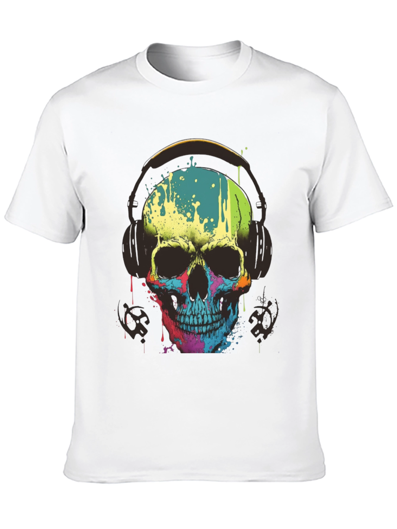 Skull Headphones Graphic Tee - Mens Black T-Shirt
