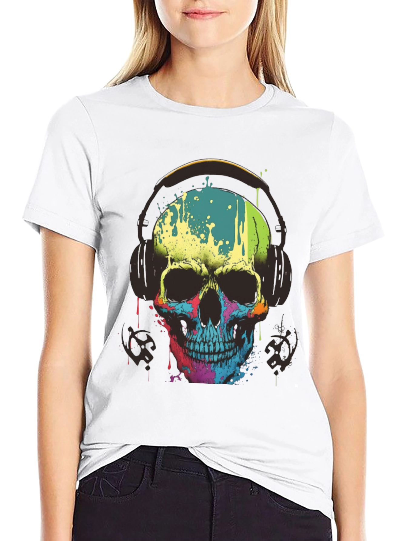Skull Headphones Graphic Tee - Mens Black T-Shirt