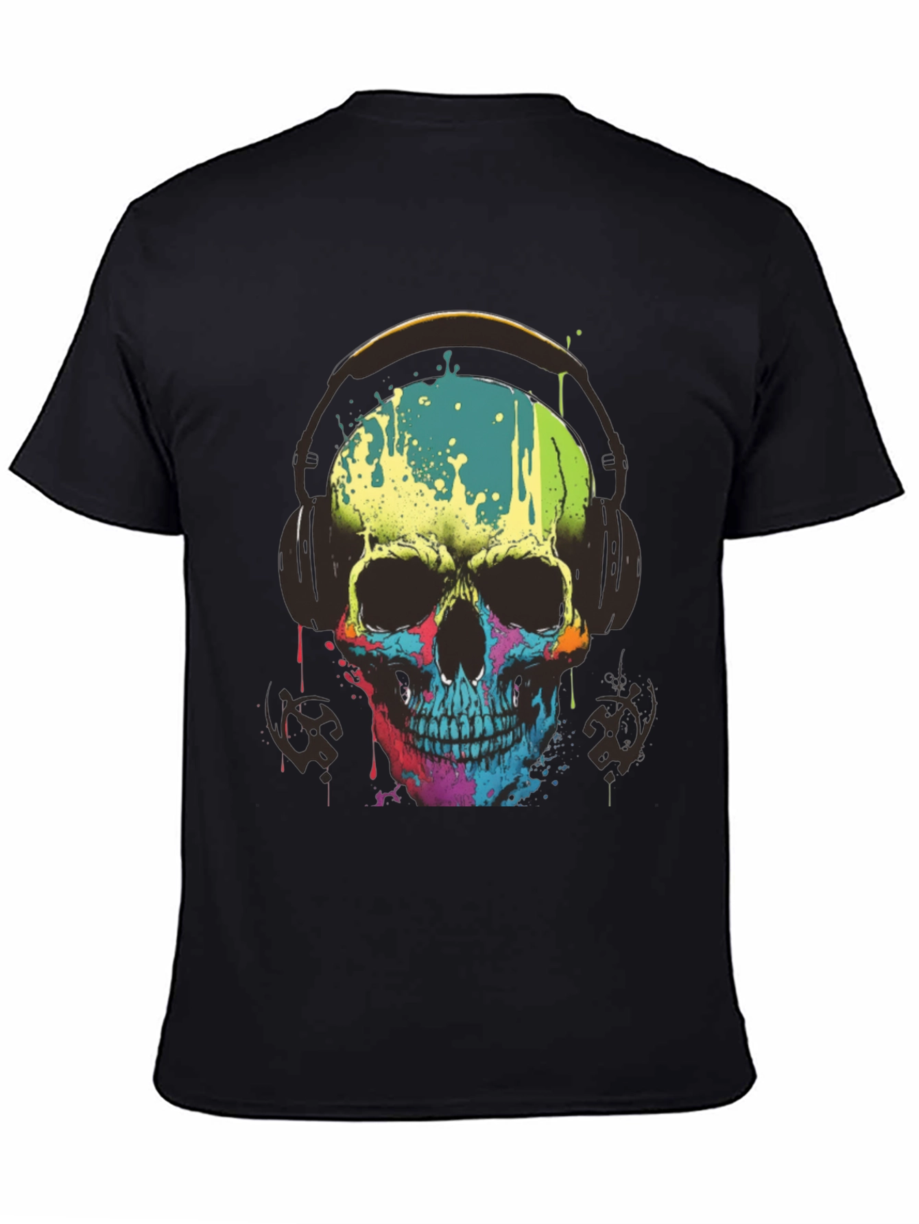 Skull Headphones Graphic Tee - Mens Black T-Shirt