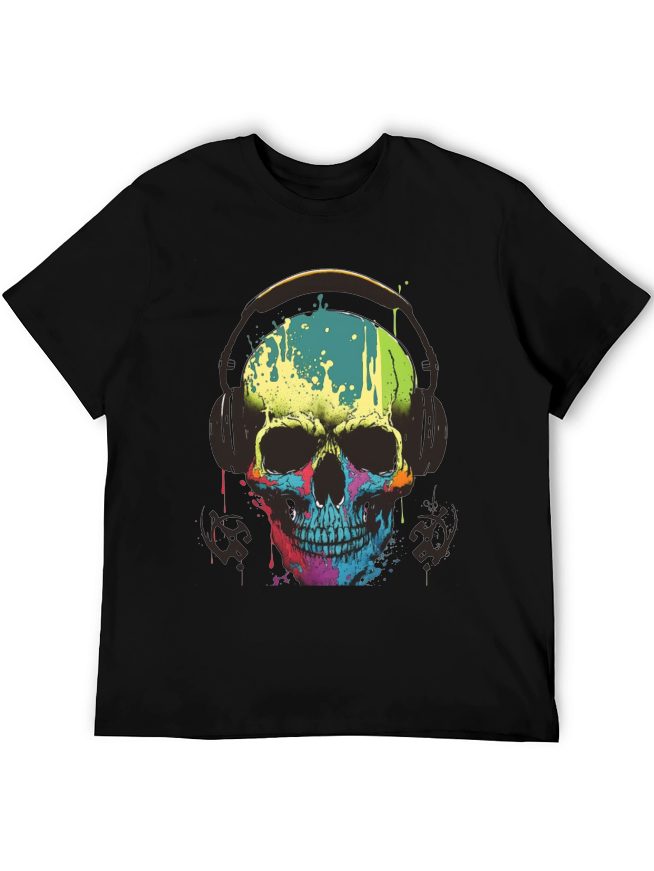 Skull Headphones Graphic Tee - Mens Black T-Shirt