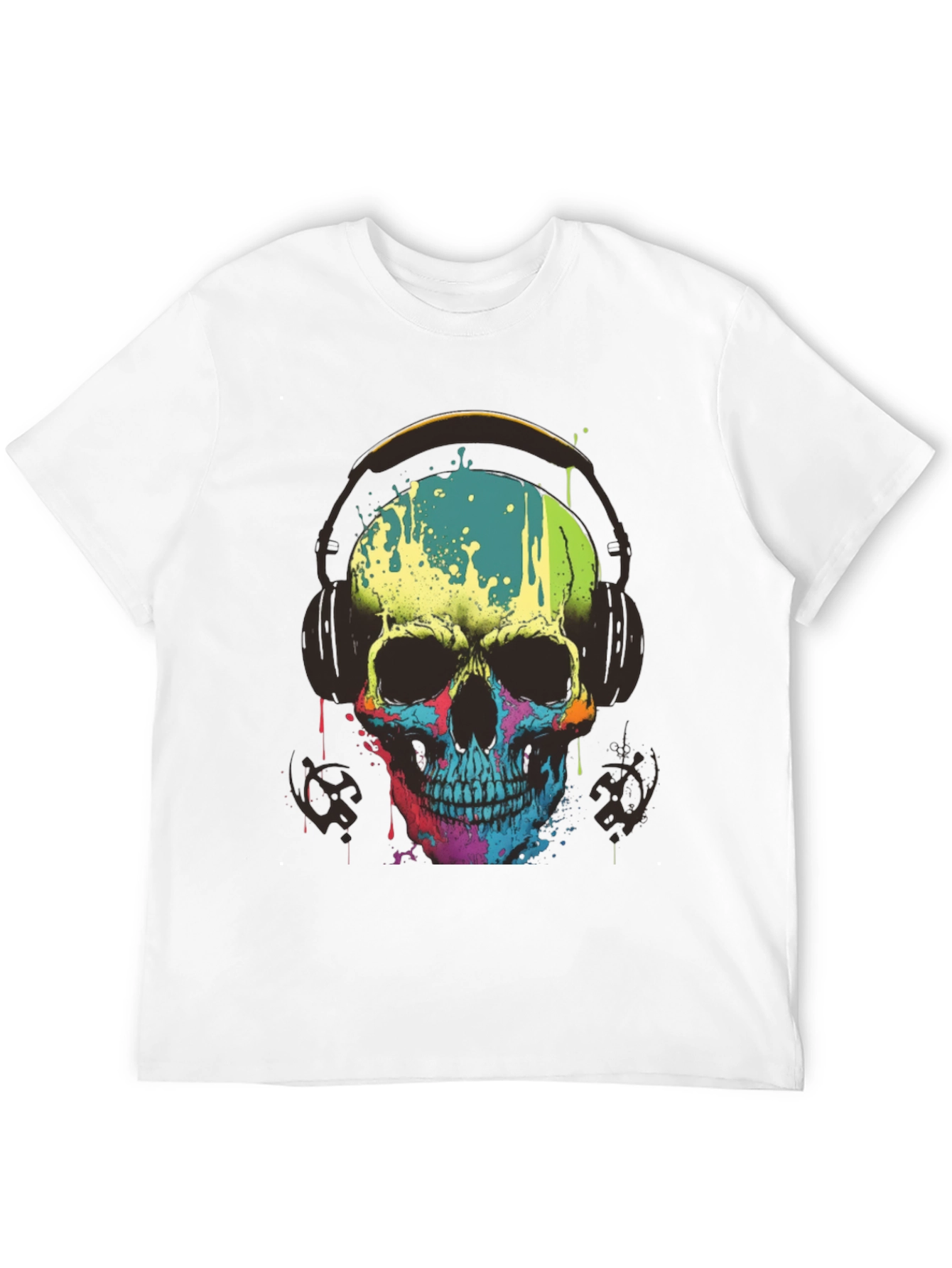Skull Headphones Graphic Tee - Mens Black T-Shirt