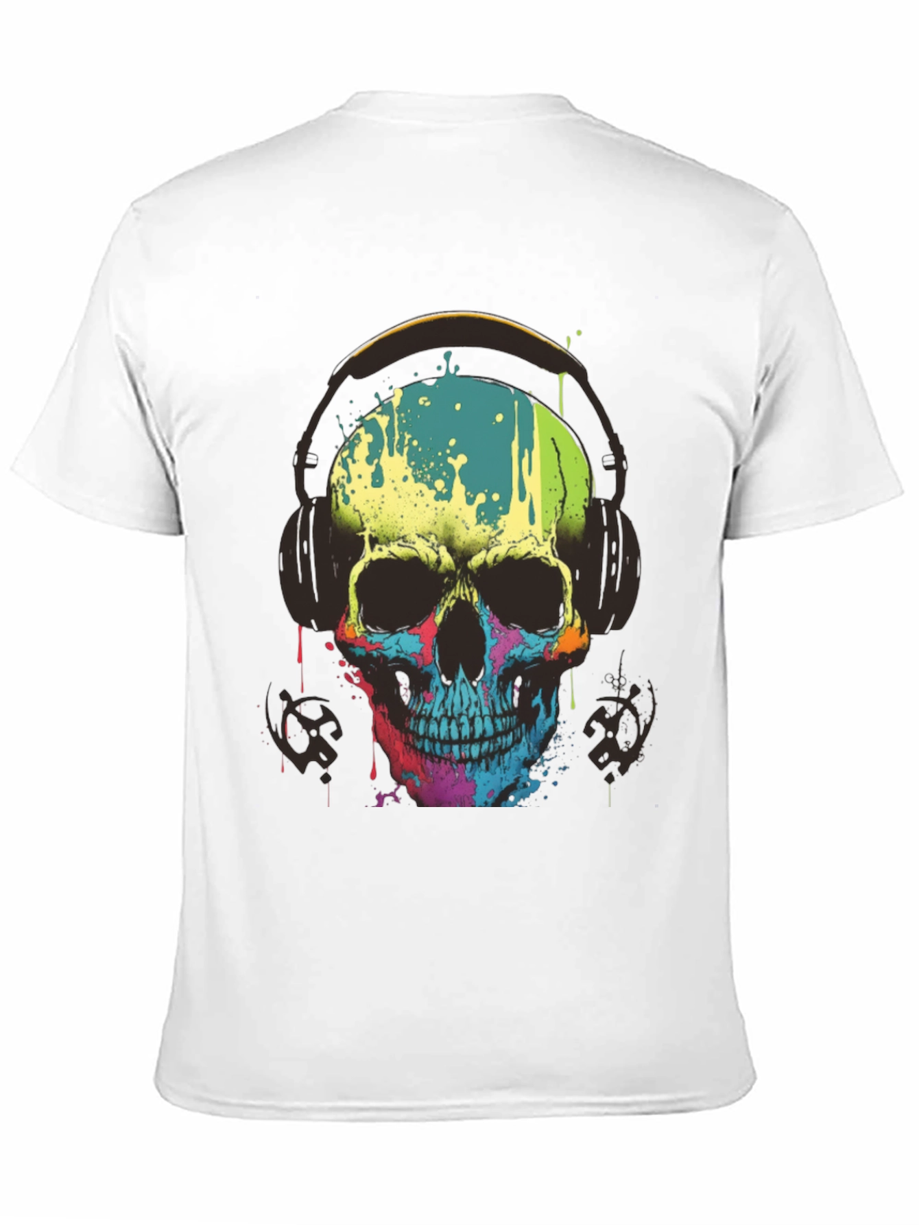 Skull Headphones Graphic Tee - Mens Black T-Shirt