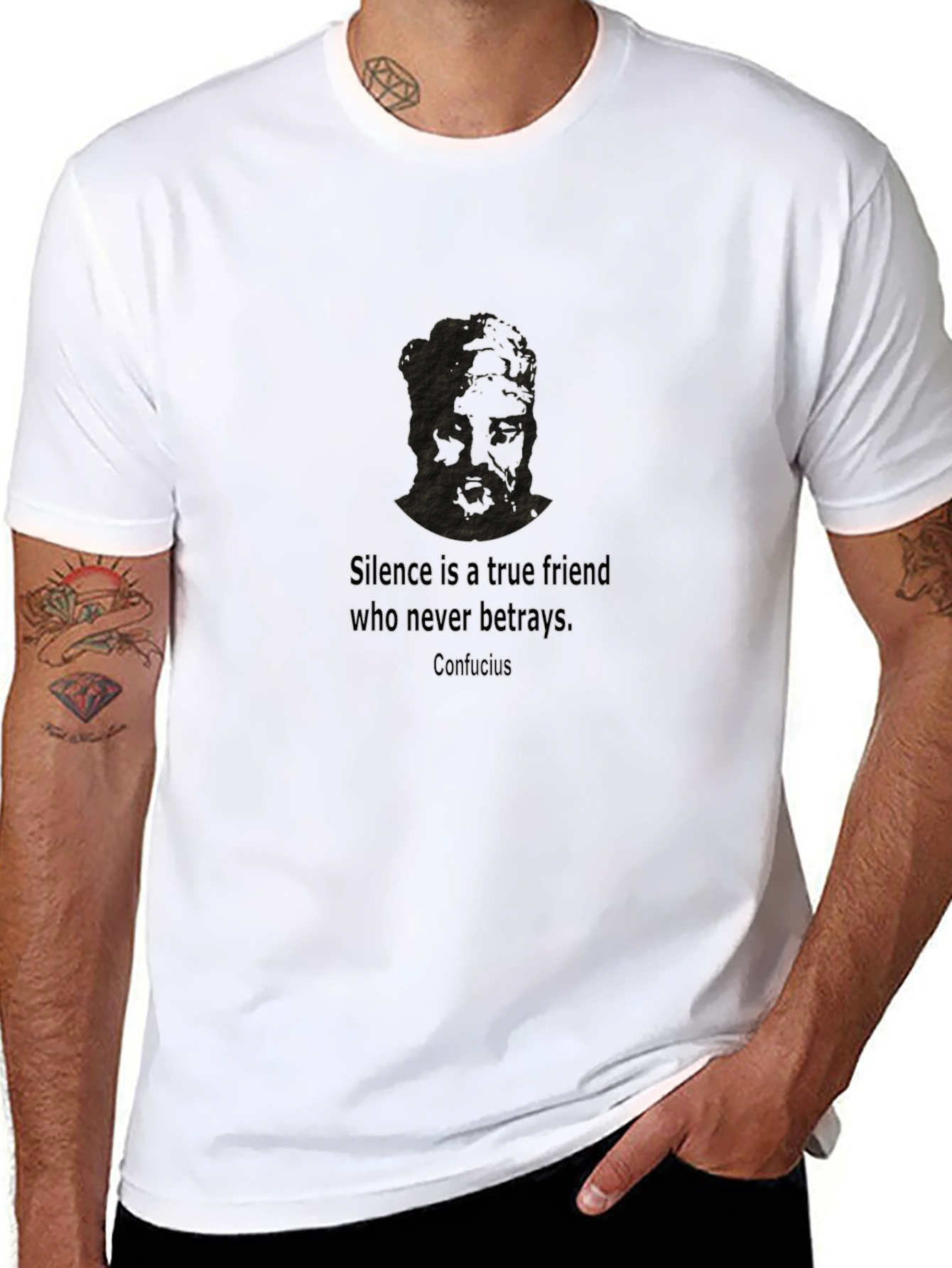 Confucius Quote Black T-Shirt