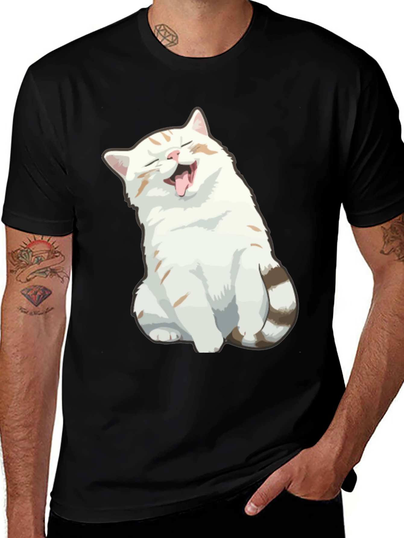 Funny Cat Graphic Tee - Black T-Shirt
