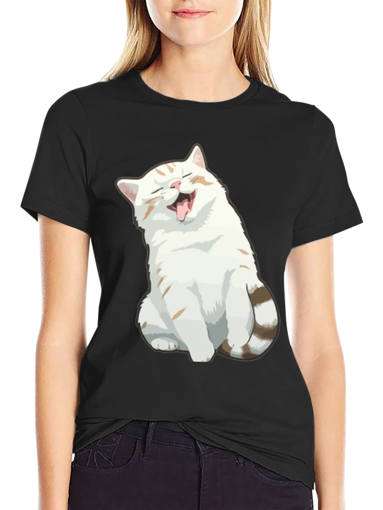 Funny Cat Graphic Tee - Black T-Shirt