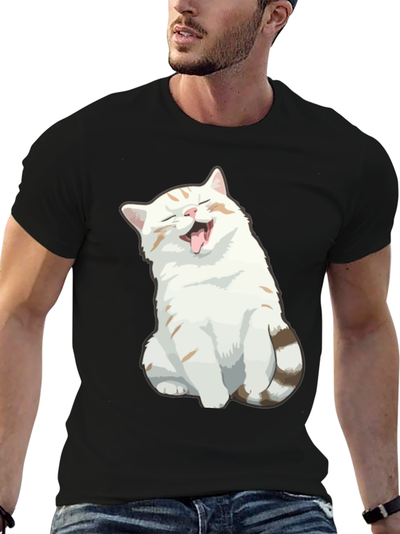 Funny Cat Graphic Tee - Black T-Shirt
