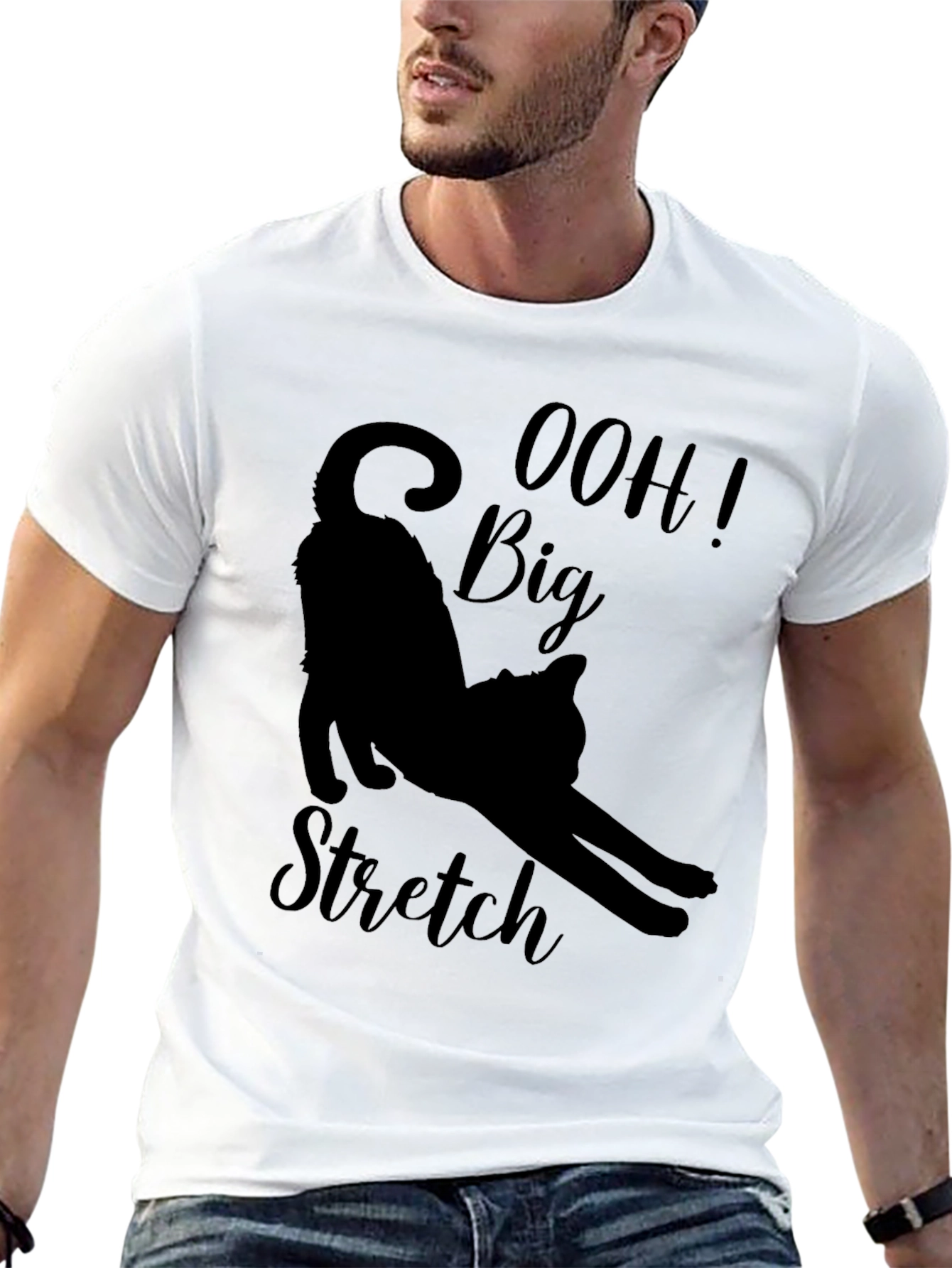 Ooh Big Stretch Black Cat Silhouette T-Shirt