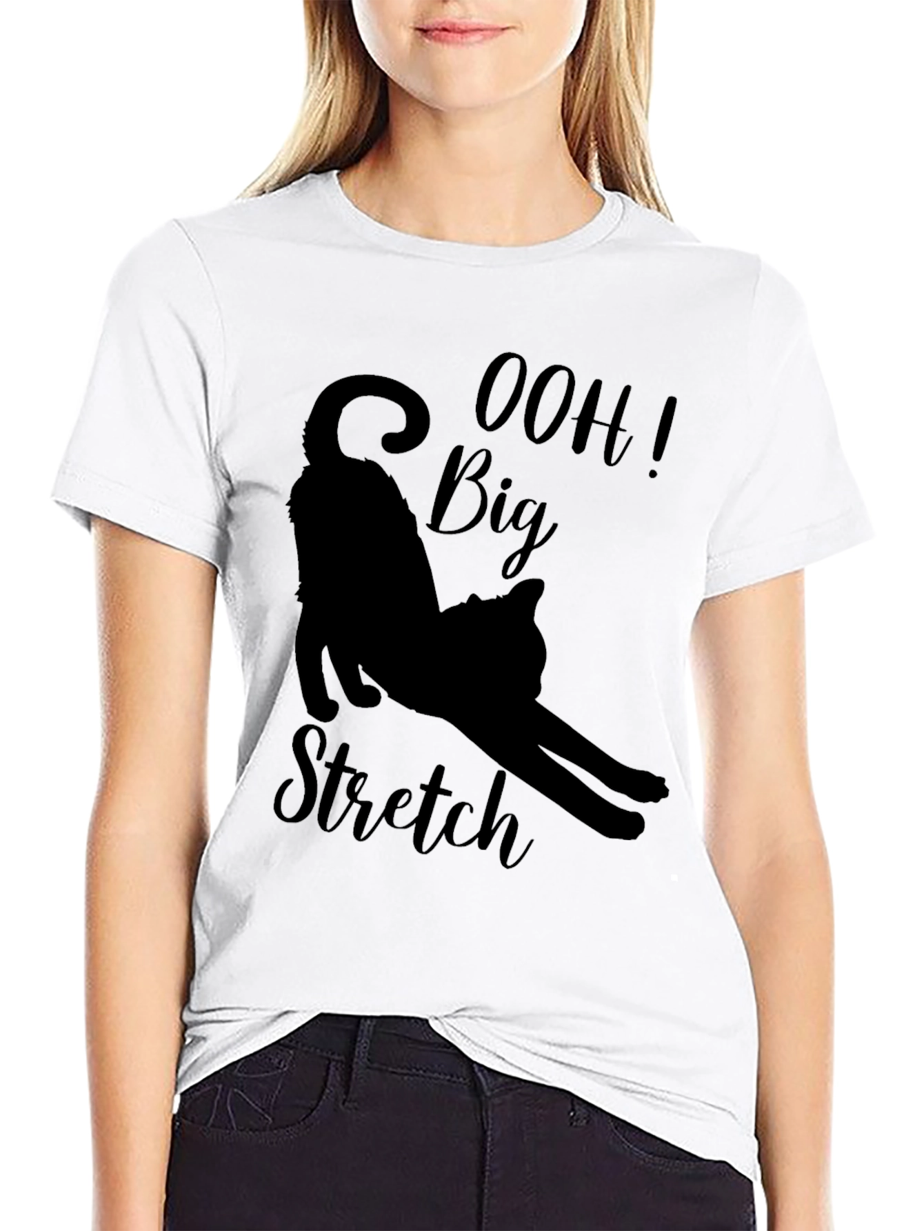 Ooh Big Stretch Black Cat Silhouette T-Shirt