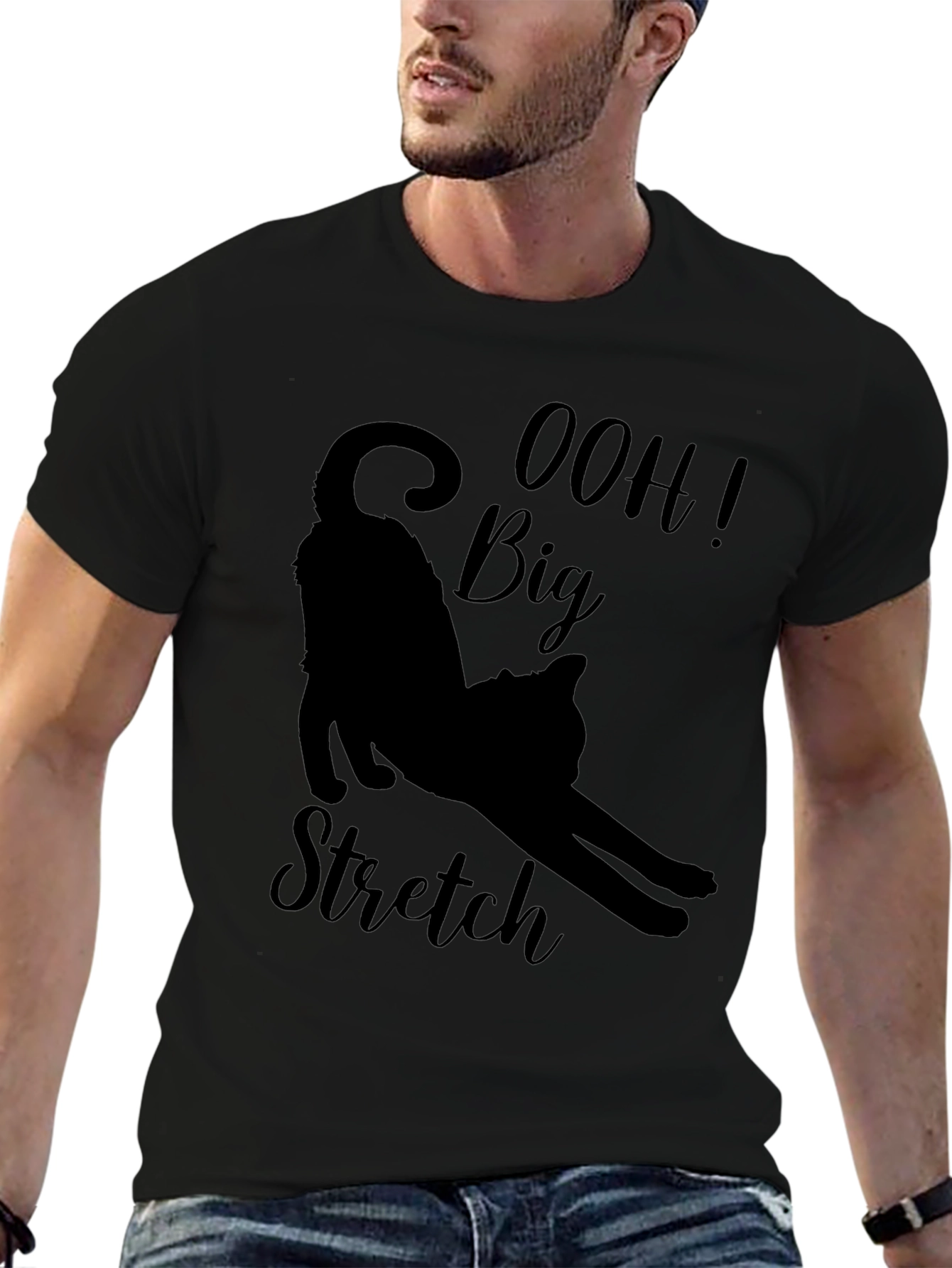 Ooh Big Stretch Black Cat Silhouette T-Shirt