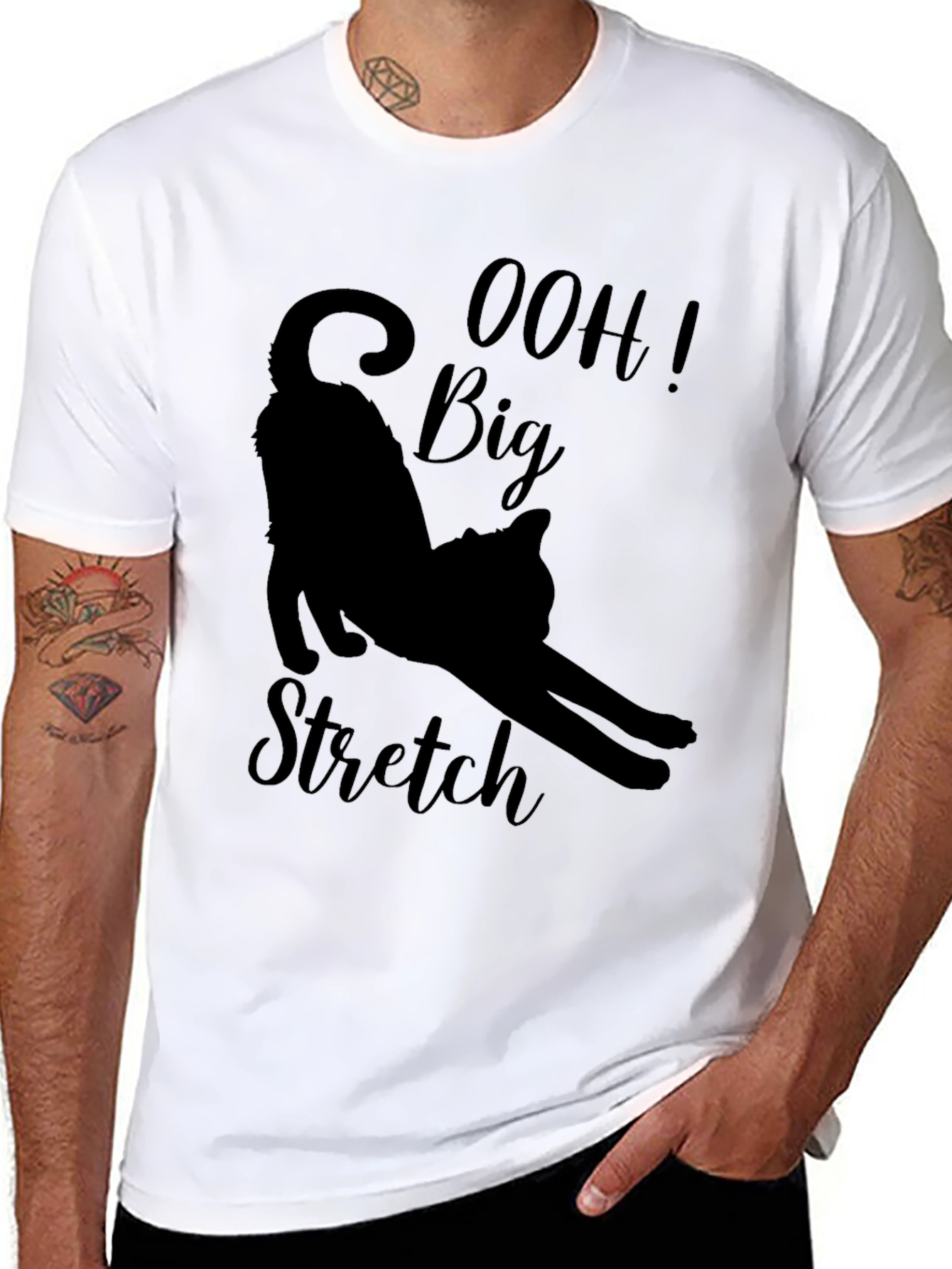 Ooh Big Stretch Black Cat Silhouette T-Shirt