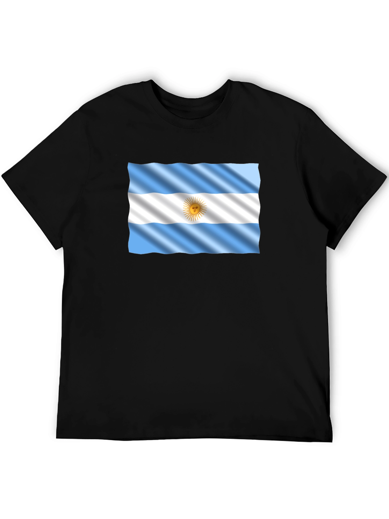 Argentina Flag Graphic Tee - Black Cotton T-Shirt