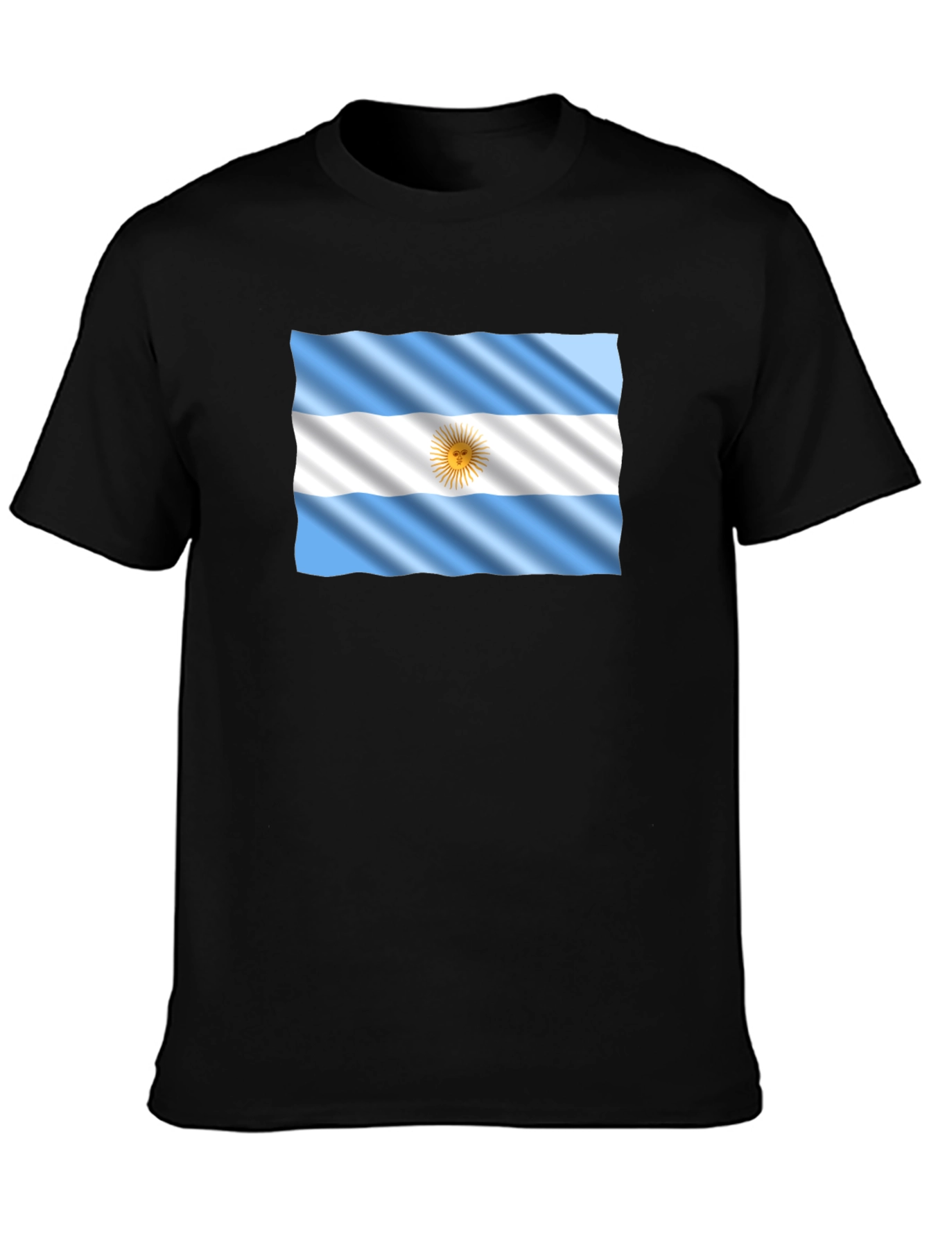 Argentina Flag Graphic Tee - Black Cotton T-Shirt