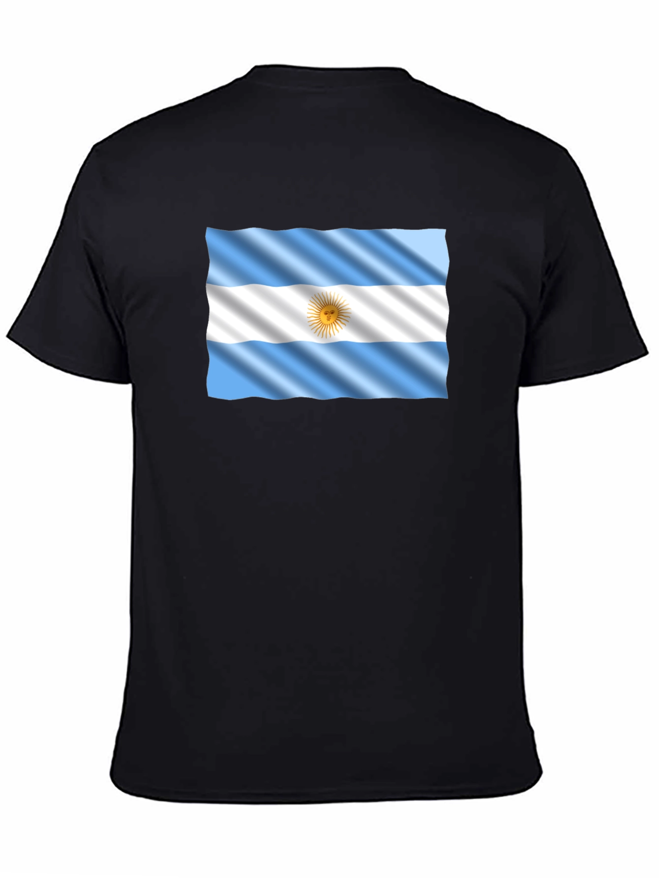 Argentina Flag Graphic Tee - Black Cotton T-Shirt