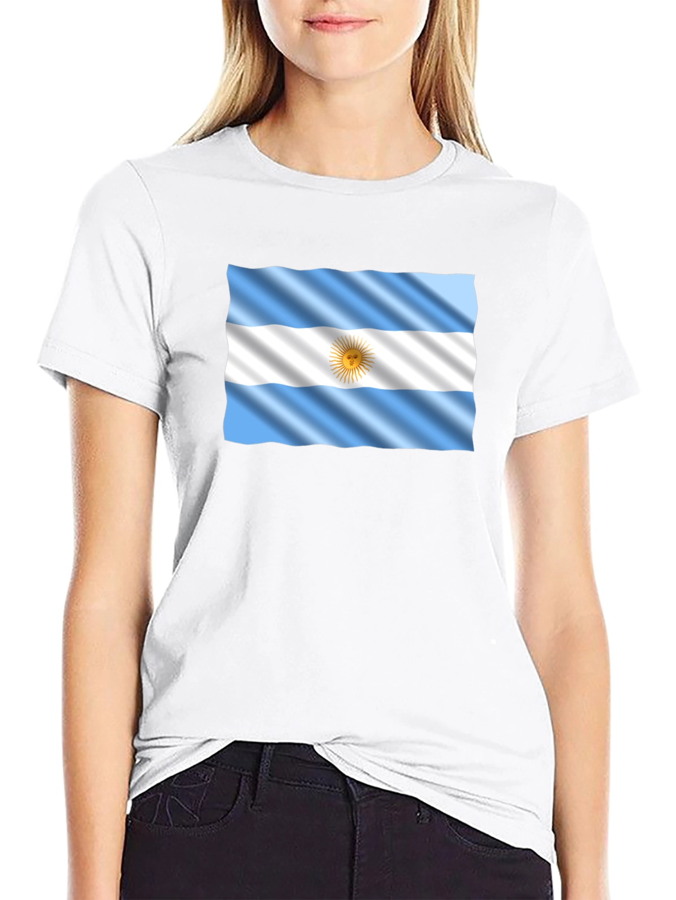 Argentina Flag Graphic Tee - Black Cotton T-Shirt