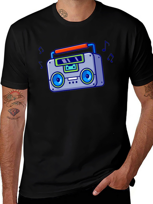 Retro Boombox Graphic T-Shirt - Vintage 80s Style