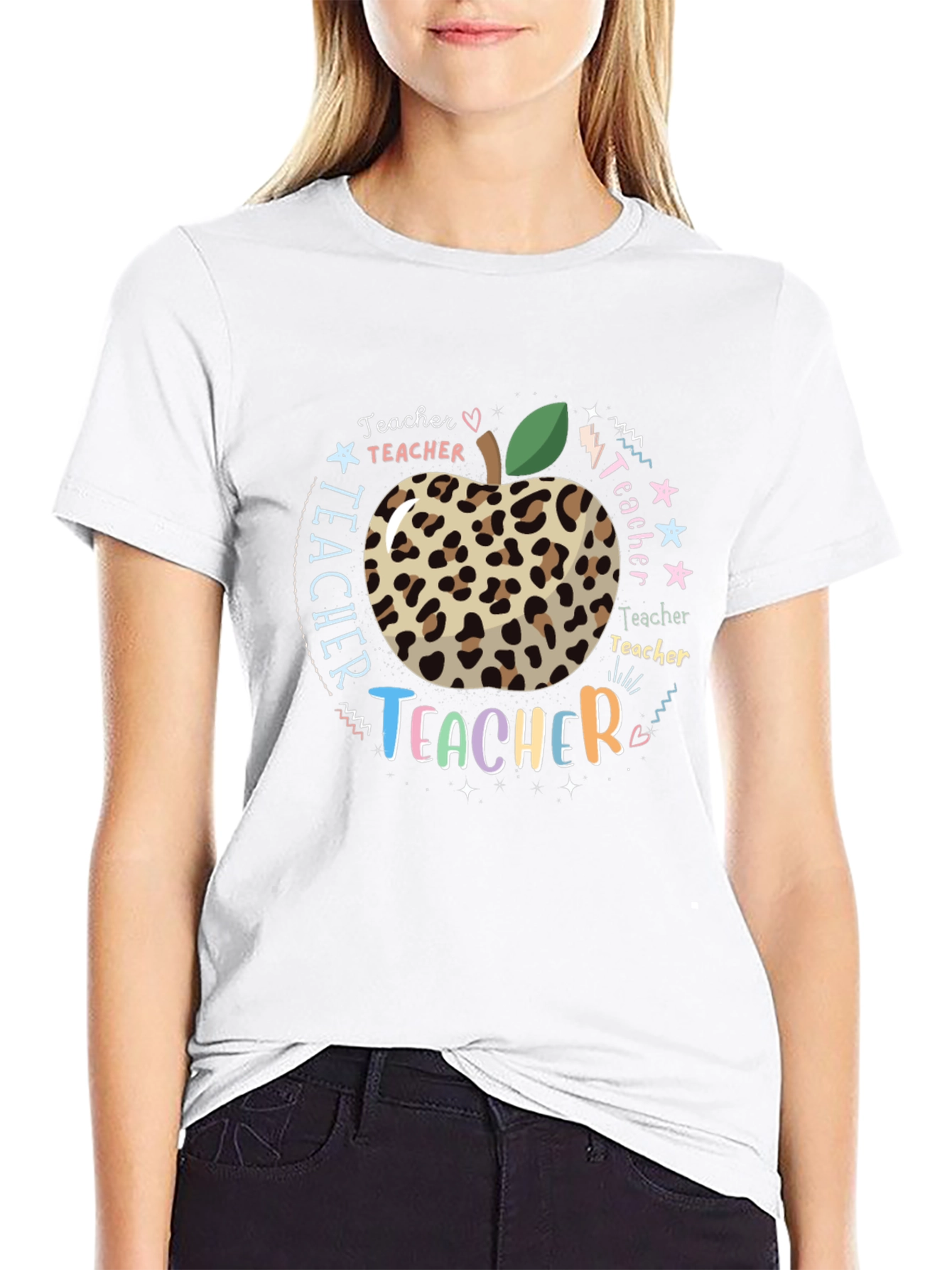 Teacher Appreciation Leopard Apple T-Shirt