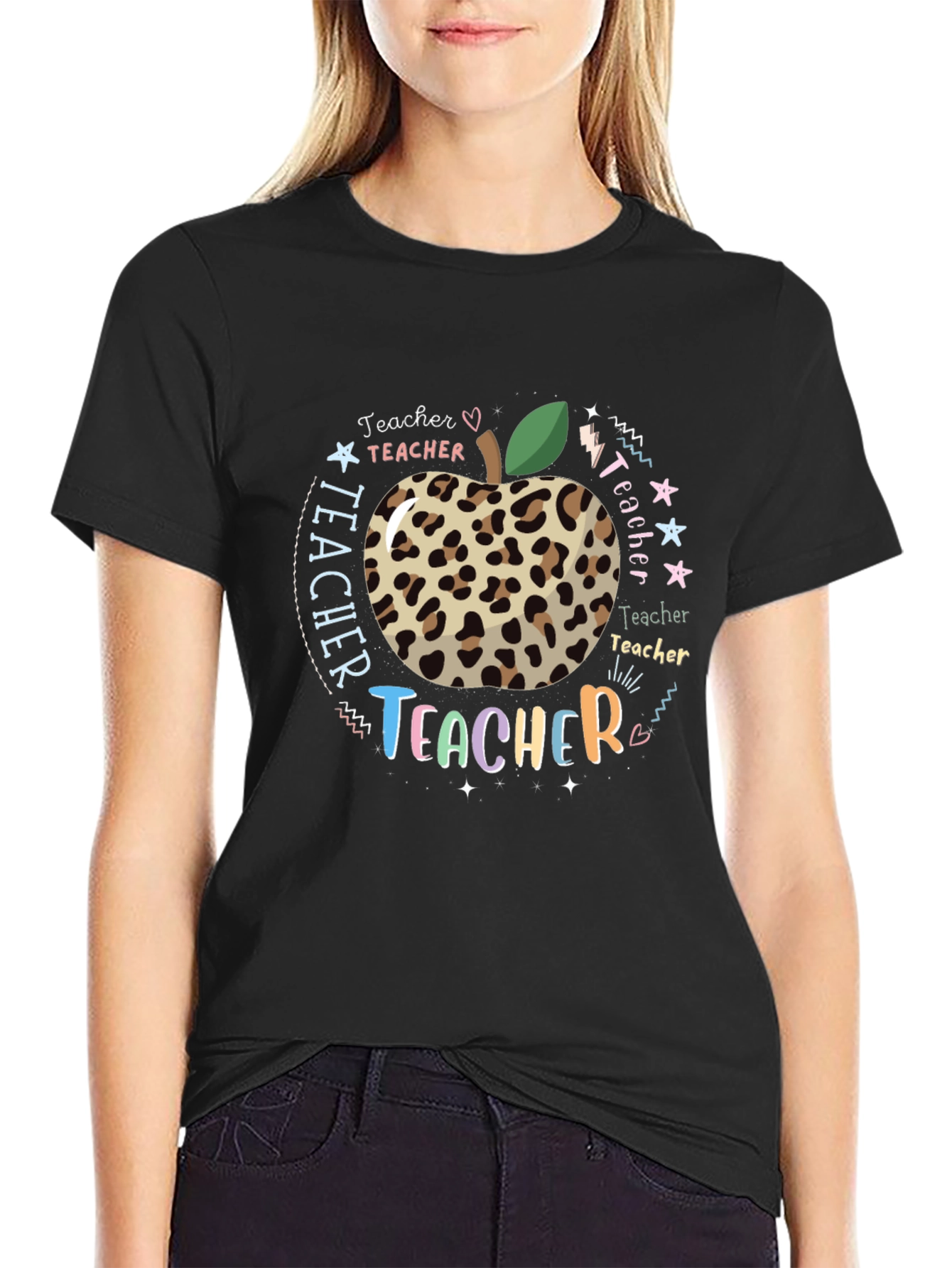 Teacher Appreciation Leopard Apple T-Shirt