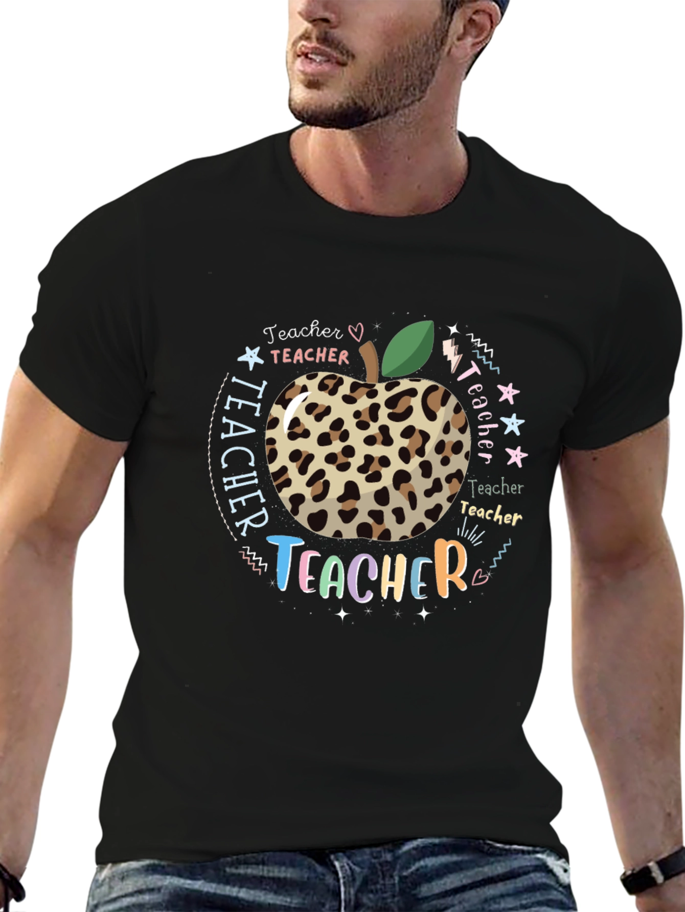 Teacher Appreciation Leopard Apple T-Shirt