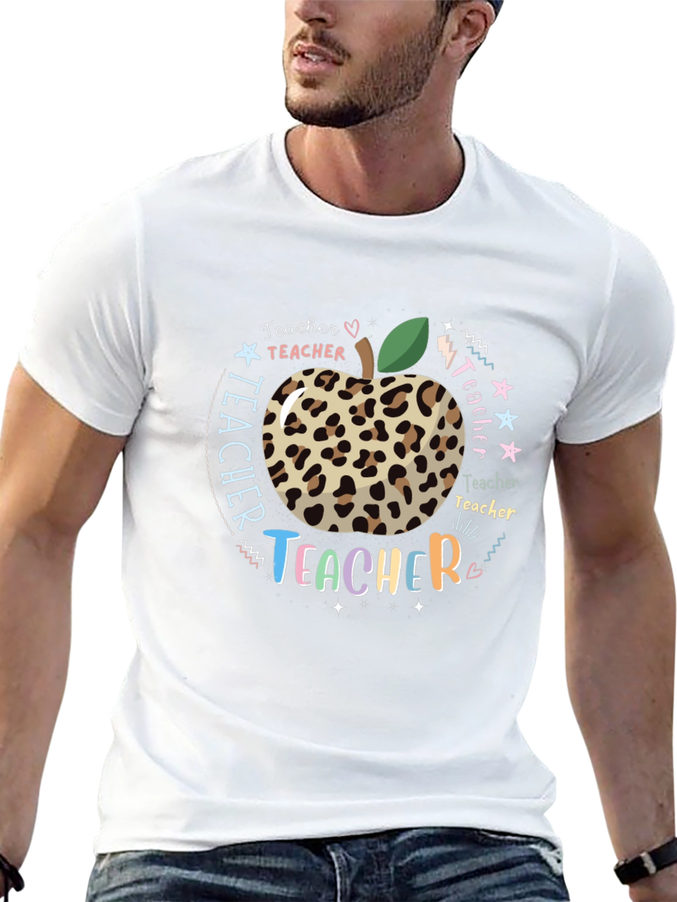 Teacher Appreciation Leopard Apple T-Shirt