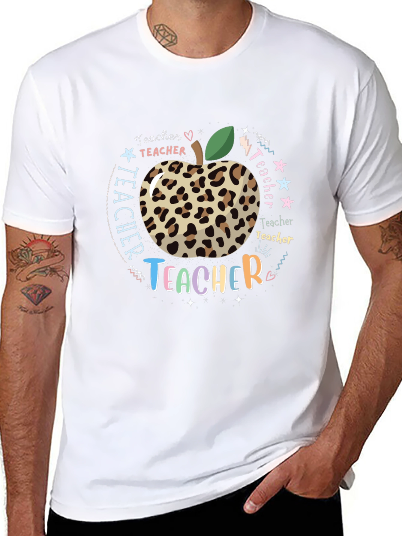 Teacher Appreciation Leopard Apple T-Shirt