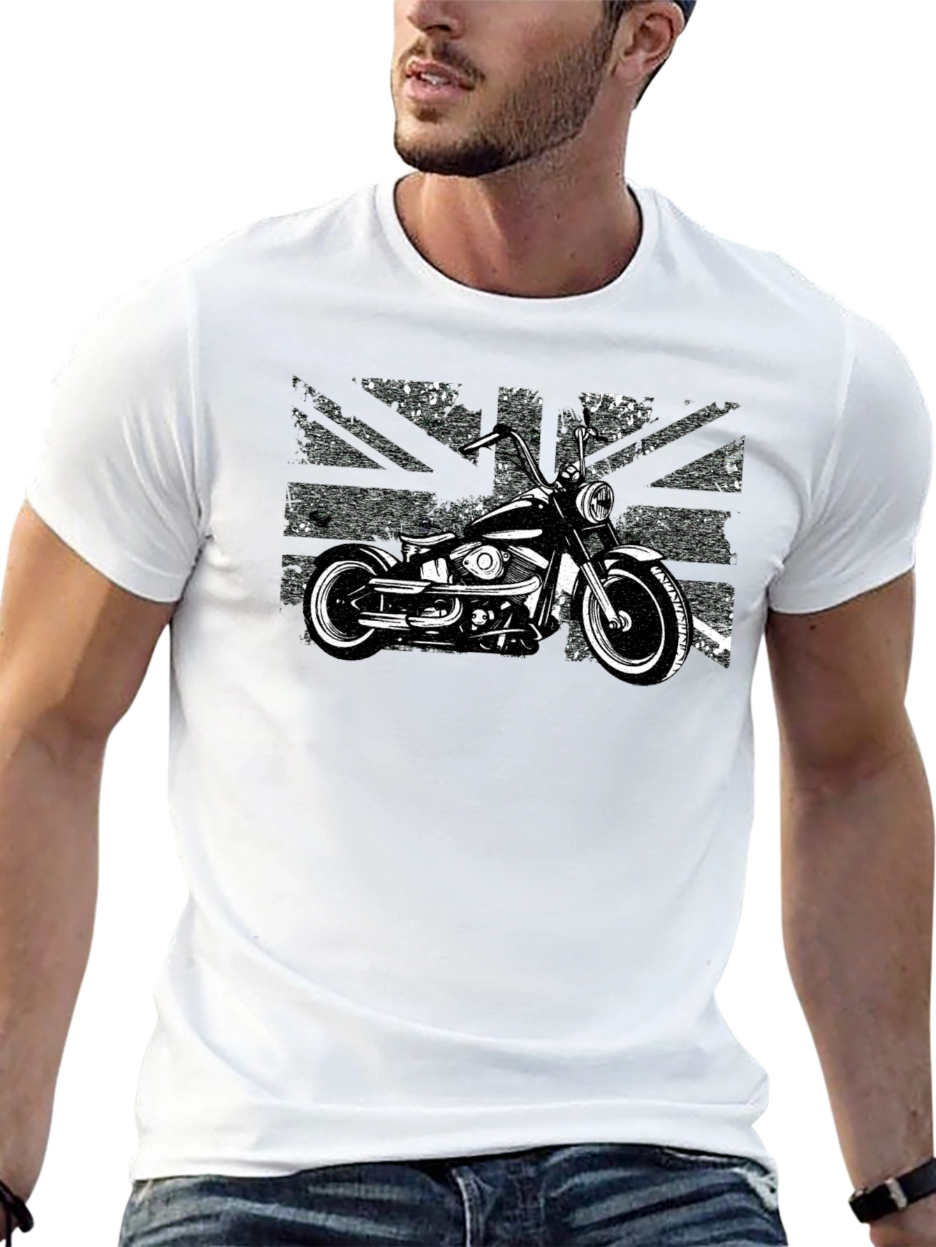 Union Jack Motorcycle Graphic Tee - Black