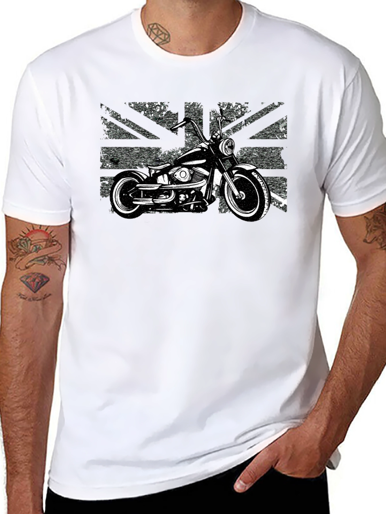 Union Jack Motorcycle Graphic Tee - Black