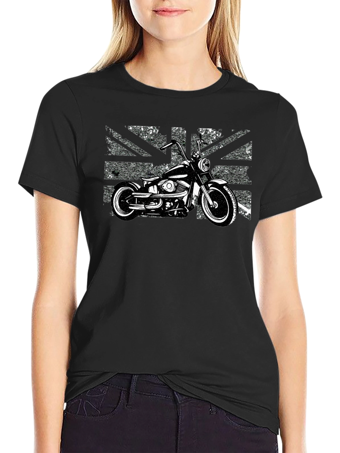 Union Jack Motorcycle Graphic Tee - Black