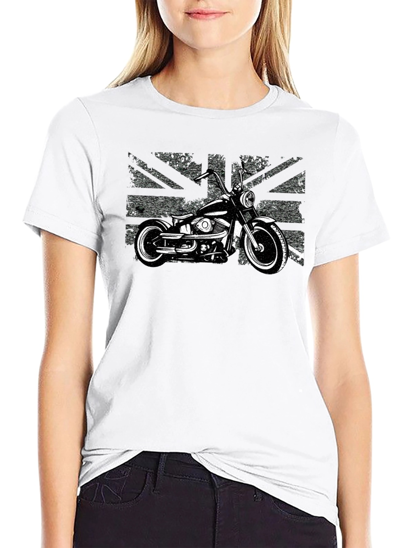 Union Jack Motorcycle Graphic Tee - Black