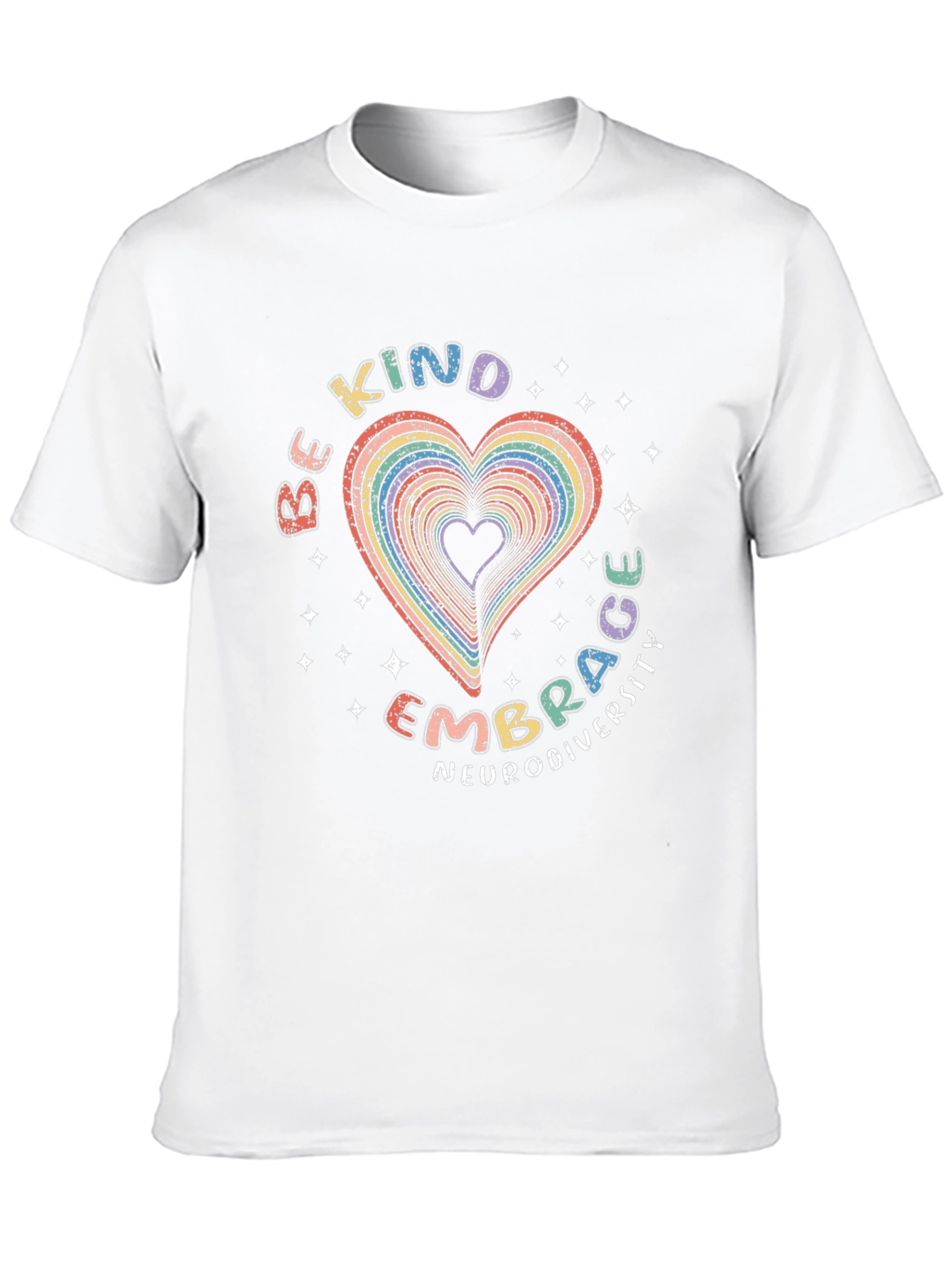 Be Kind Embrace Neurodiversity Rainbow Heart T-Shirt
