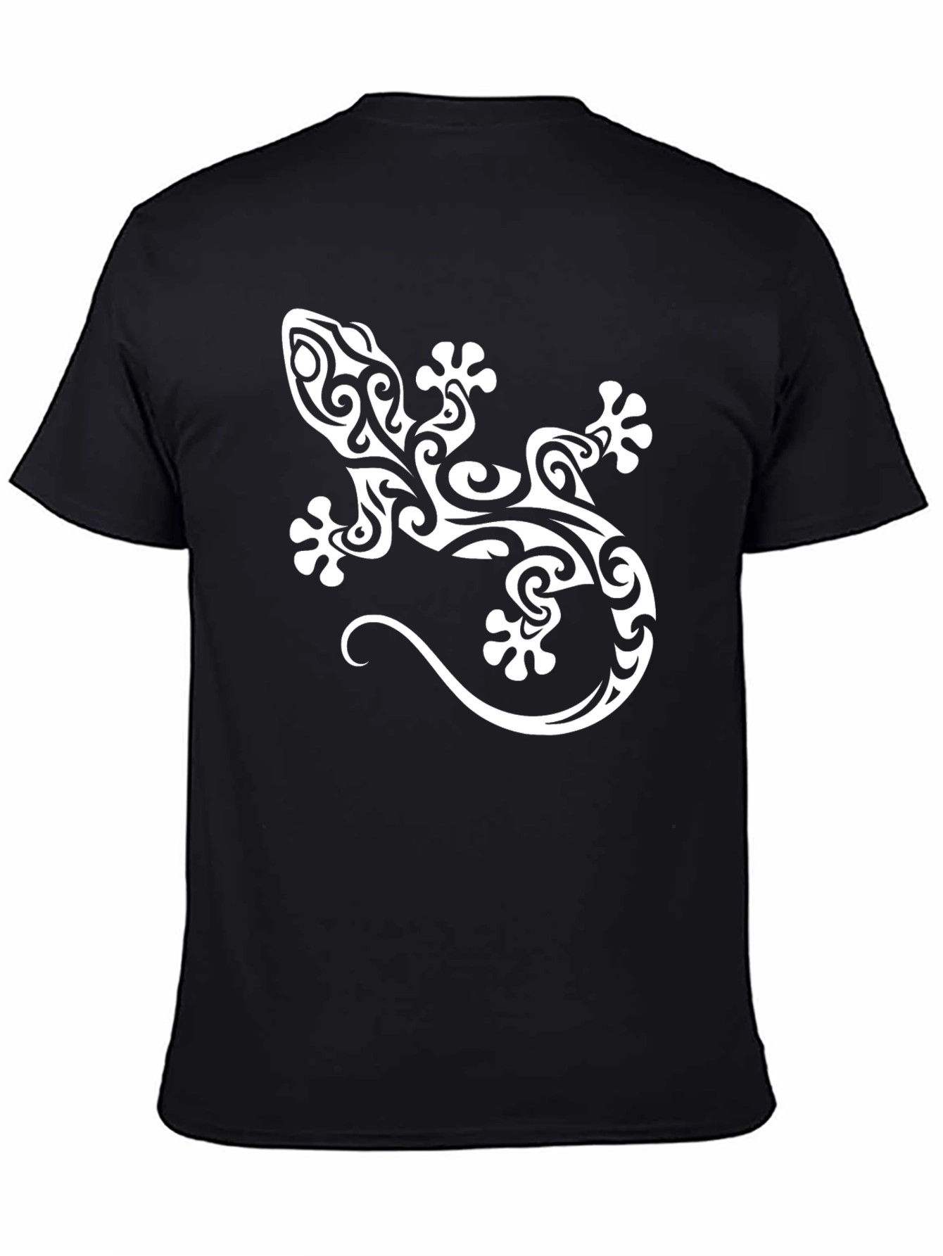 Tribal Lizard Graphic Tee - Mens Black Cotton T-Shirt