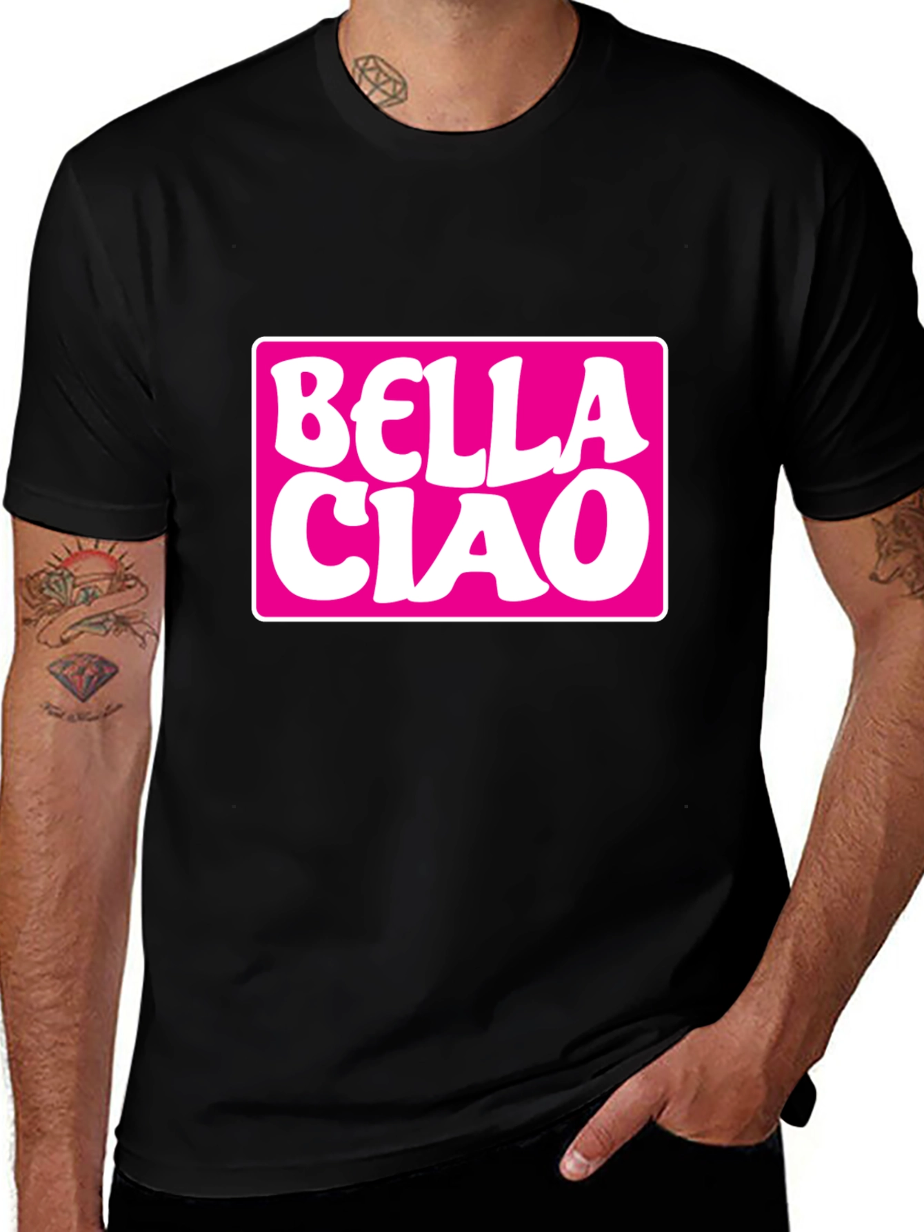 Bella Ciao Graphic Tee - Black Cotton T-Shirt