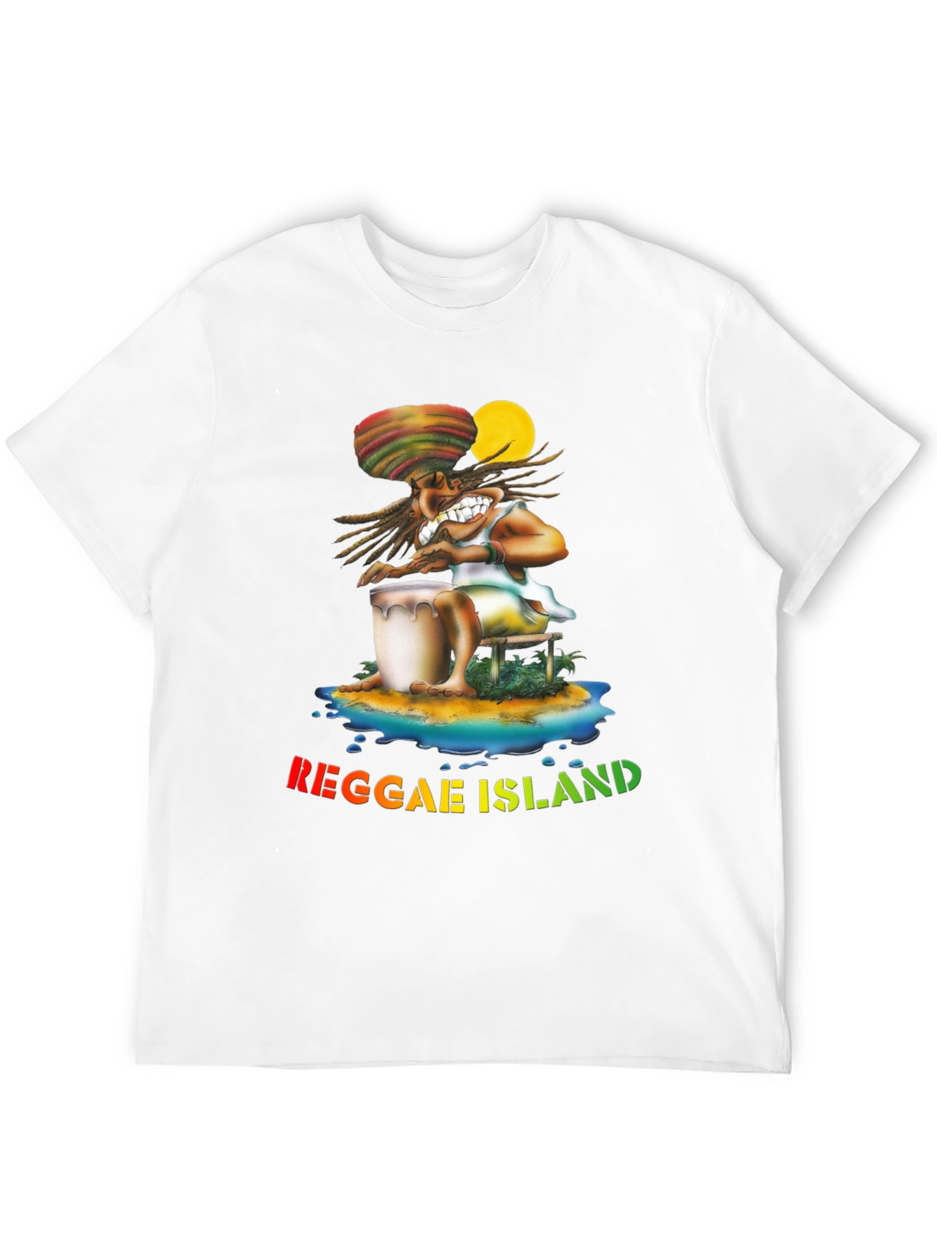 Reggae Island Graphic Print Black T-Shirt