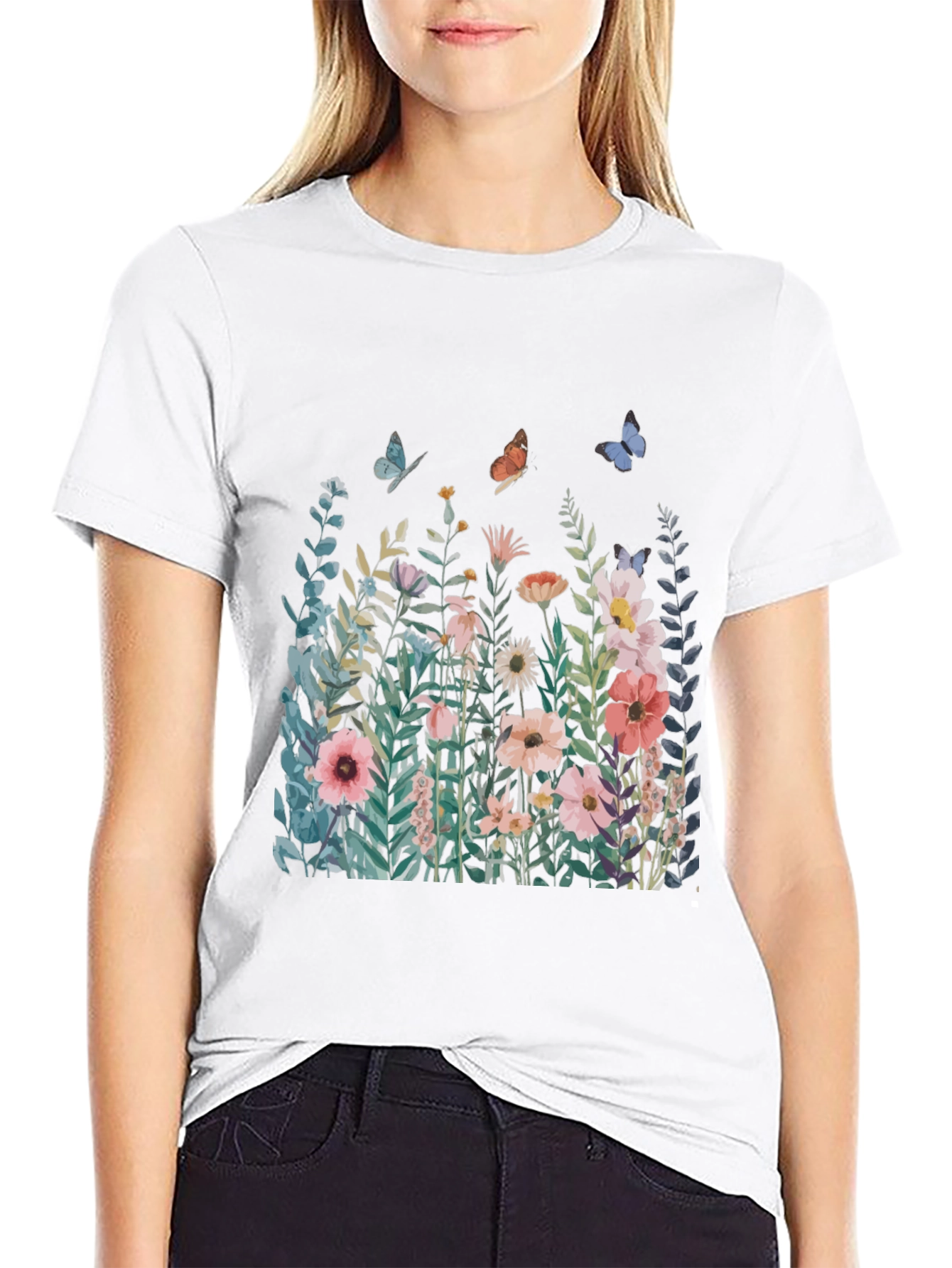 Floral Butterfly Graphic T-Shirt - Nature Inspired Tee