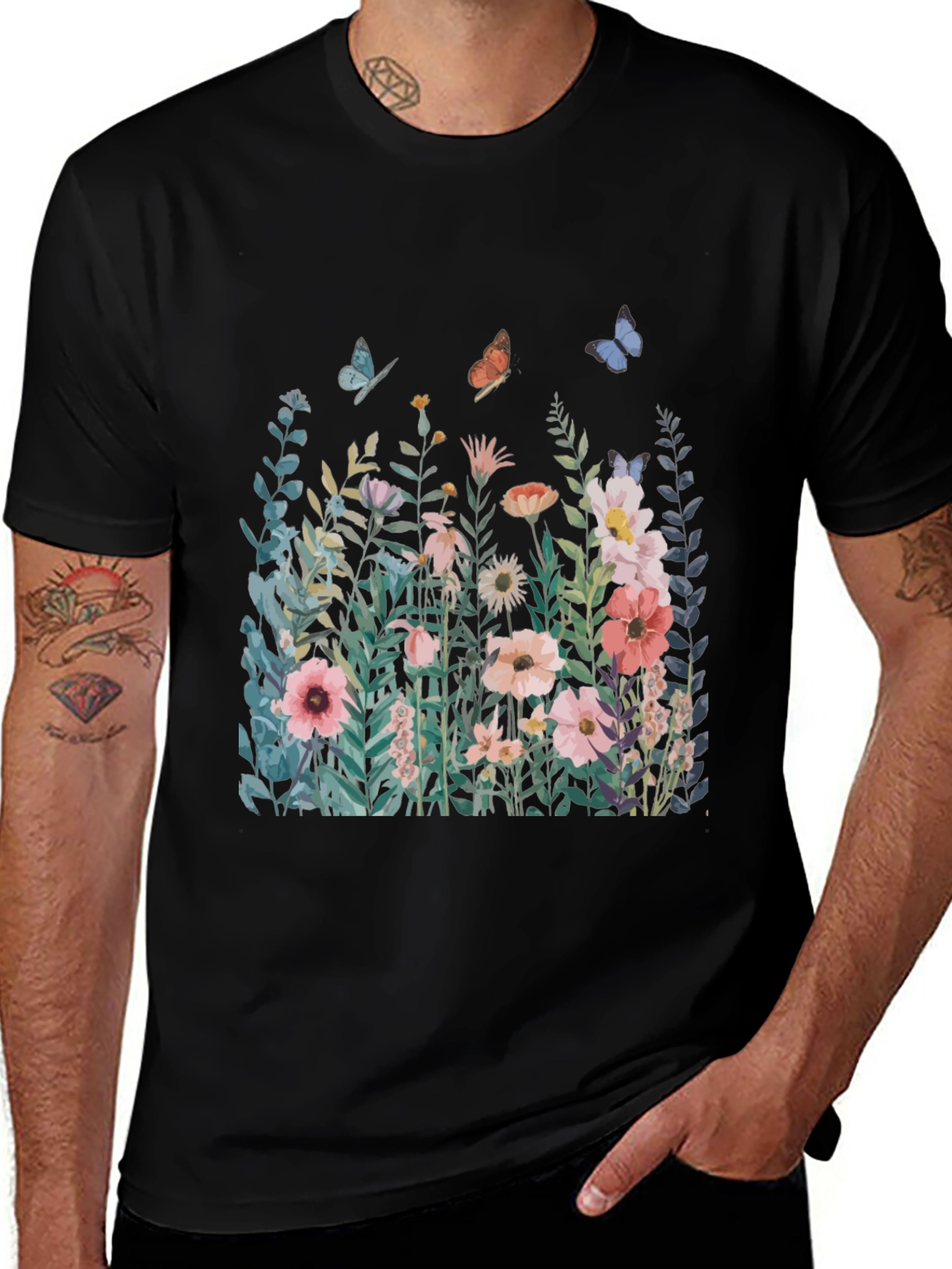 Floral Butterfly Graphic T-Shirt - Nature Inspired Tee